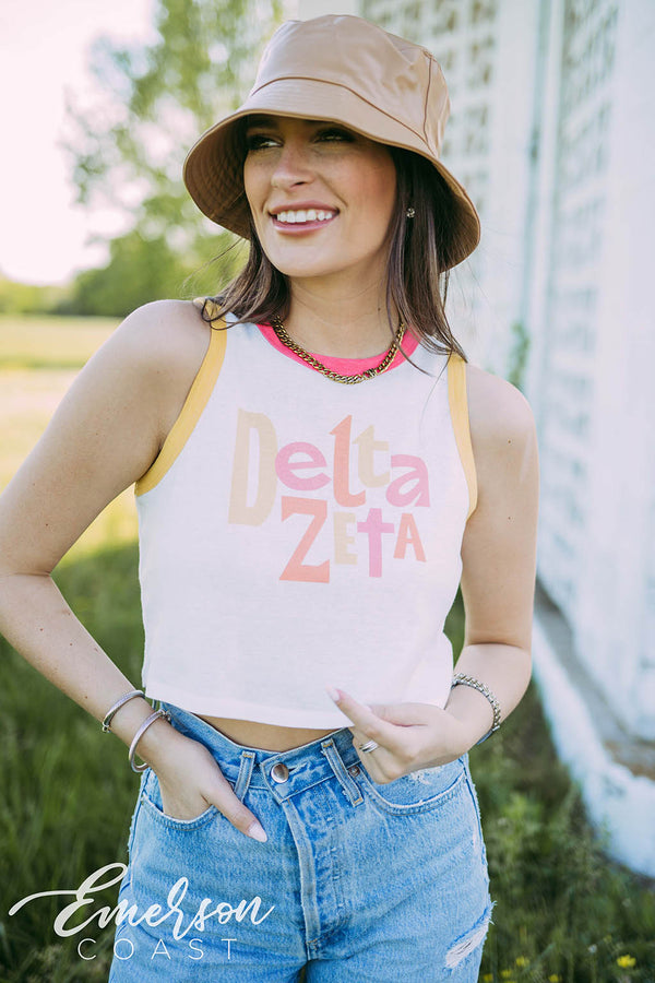 Delta Zeta Smiley Colorblock Ringer Tee - Emerson Coast