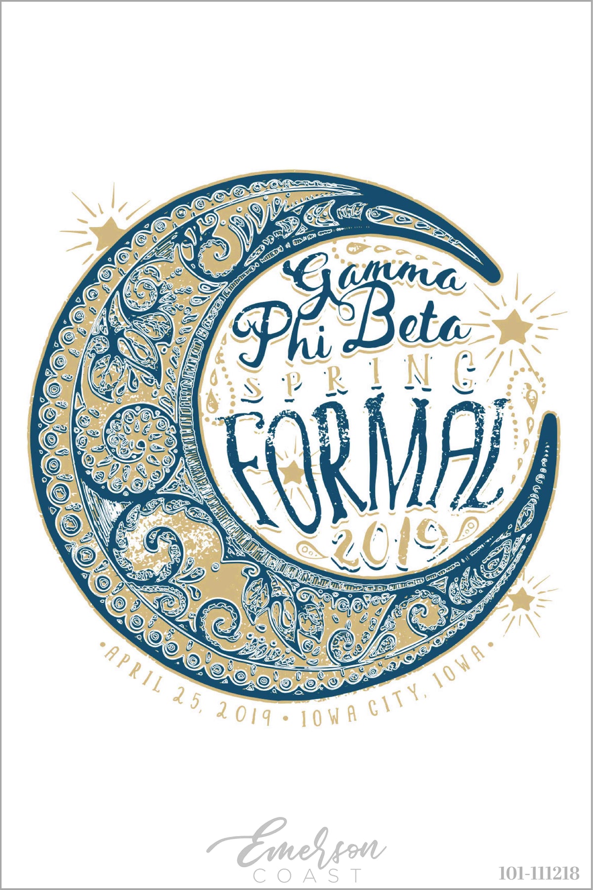 gamma phi beta crescent moon formal tee