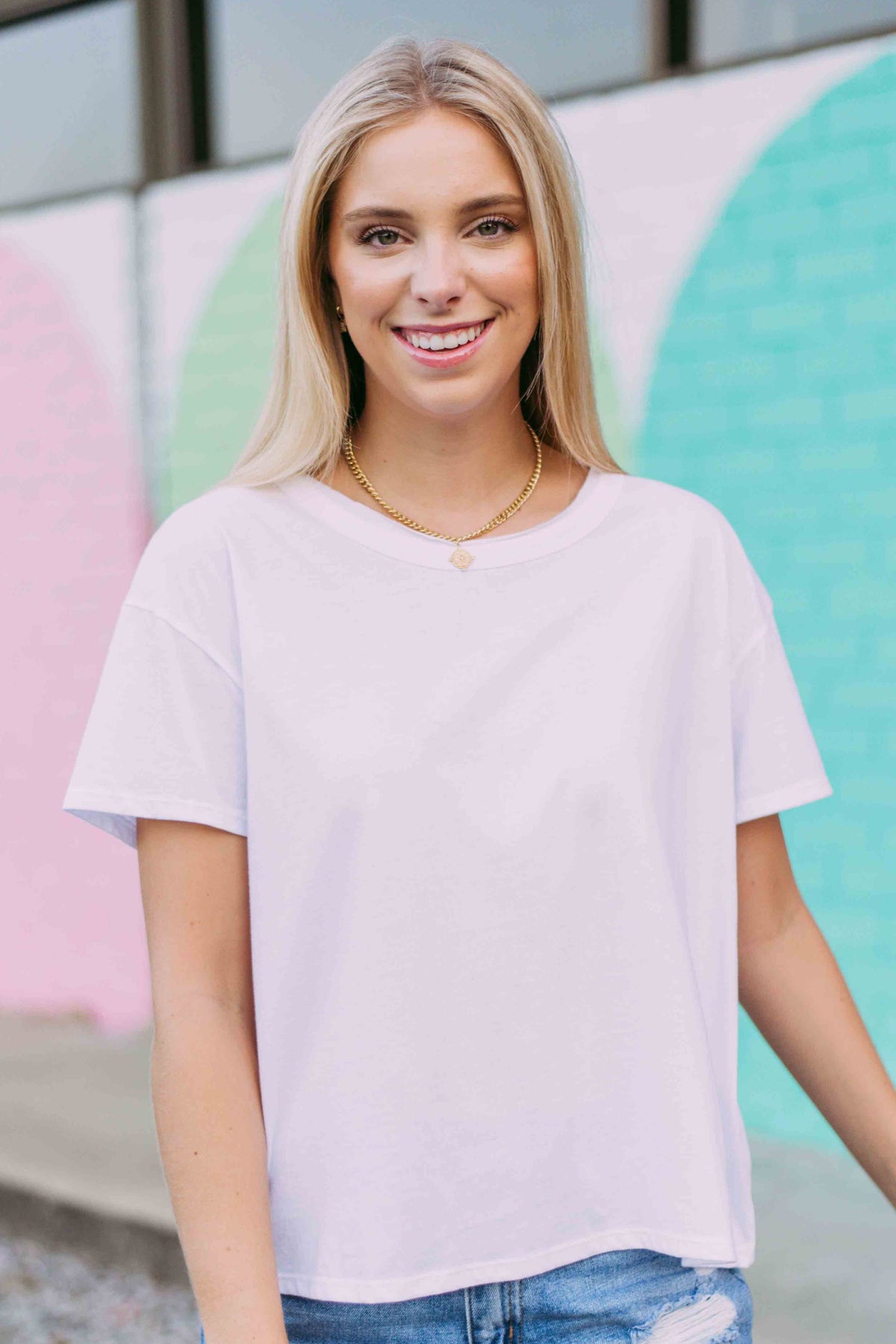 Sorority Short Sleeve Raw Neck Boxy Tee