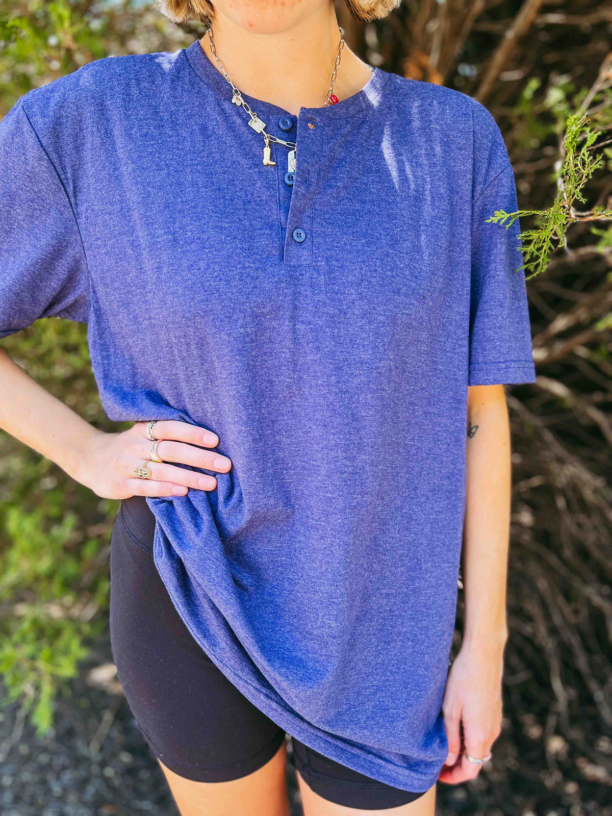 Indigo Short Sleeve Henley