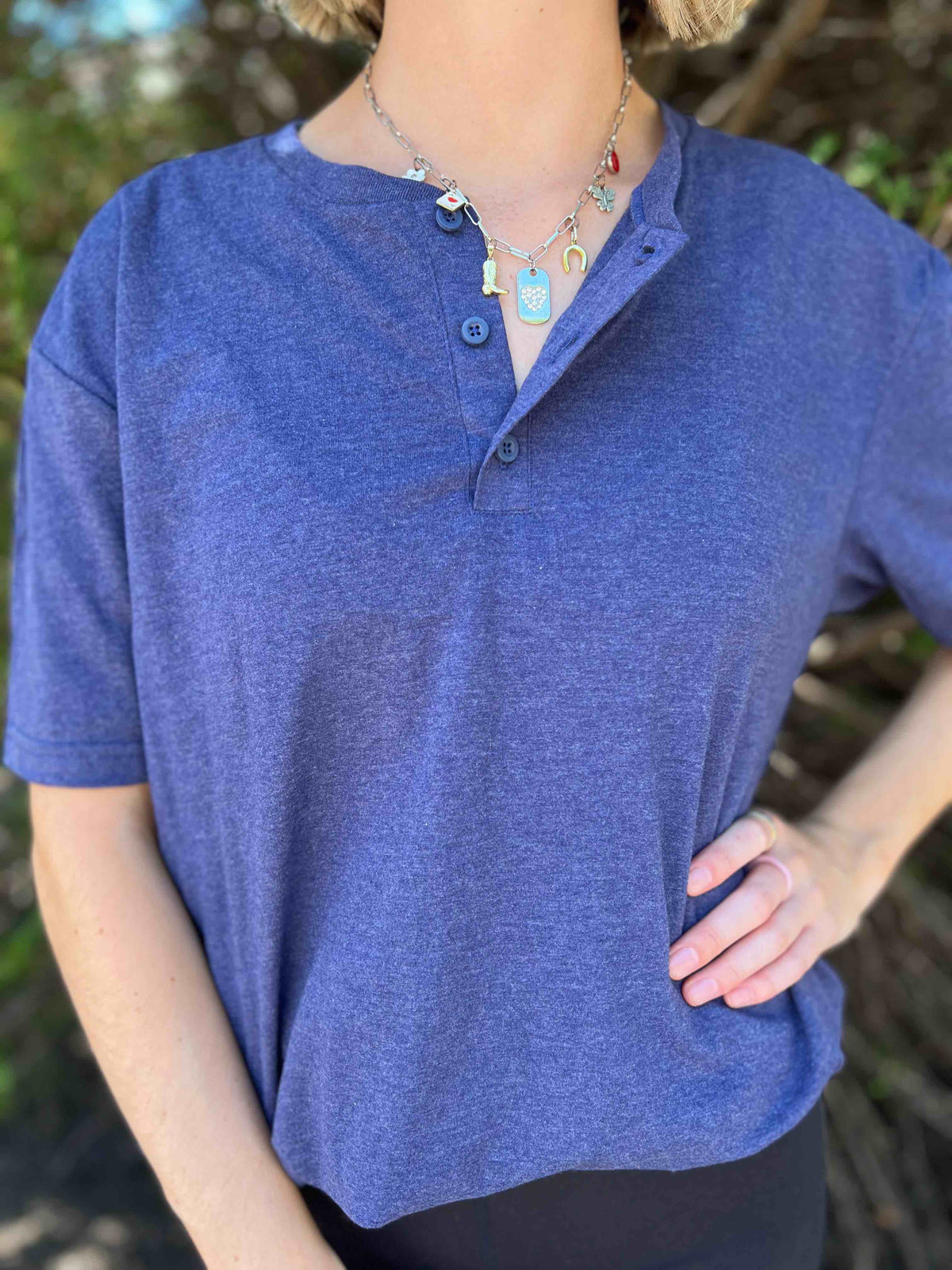 Indigo Short Sleeve Henley