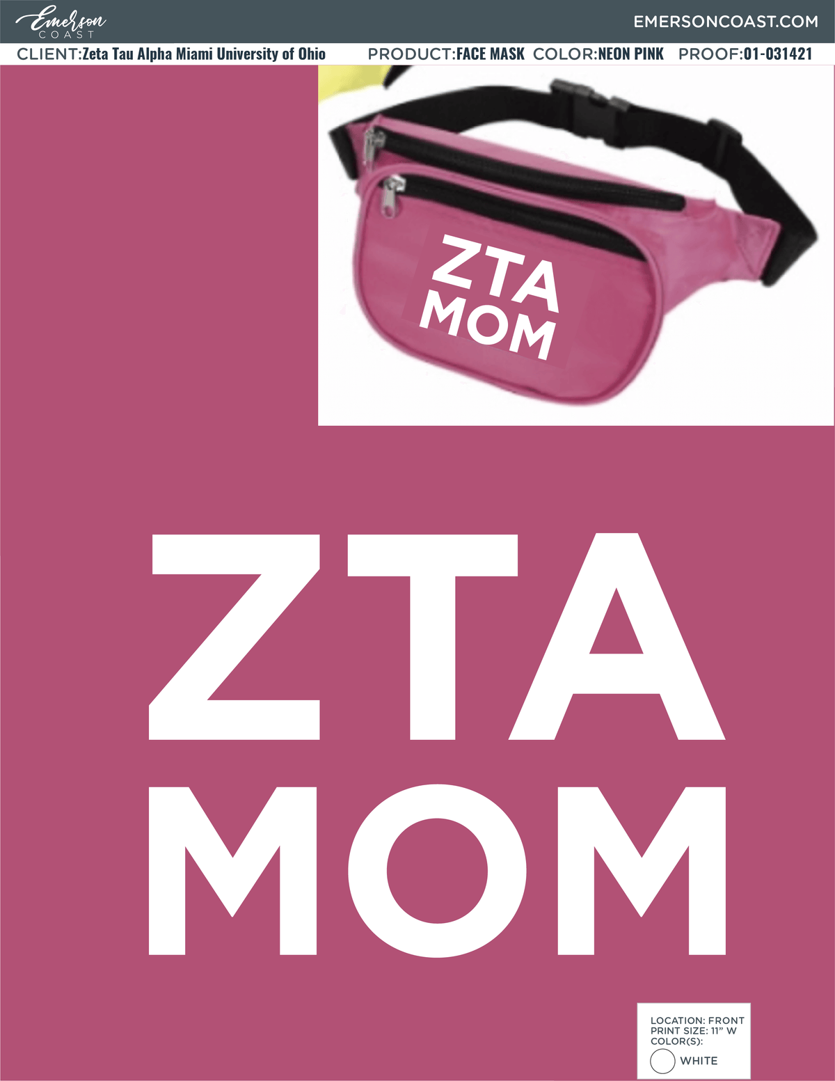 01-031421 Zeta Tau Alpha Miami University of Ohio Fanny Pack 2021-02