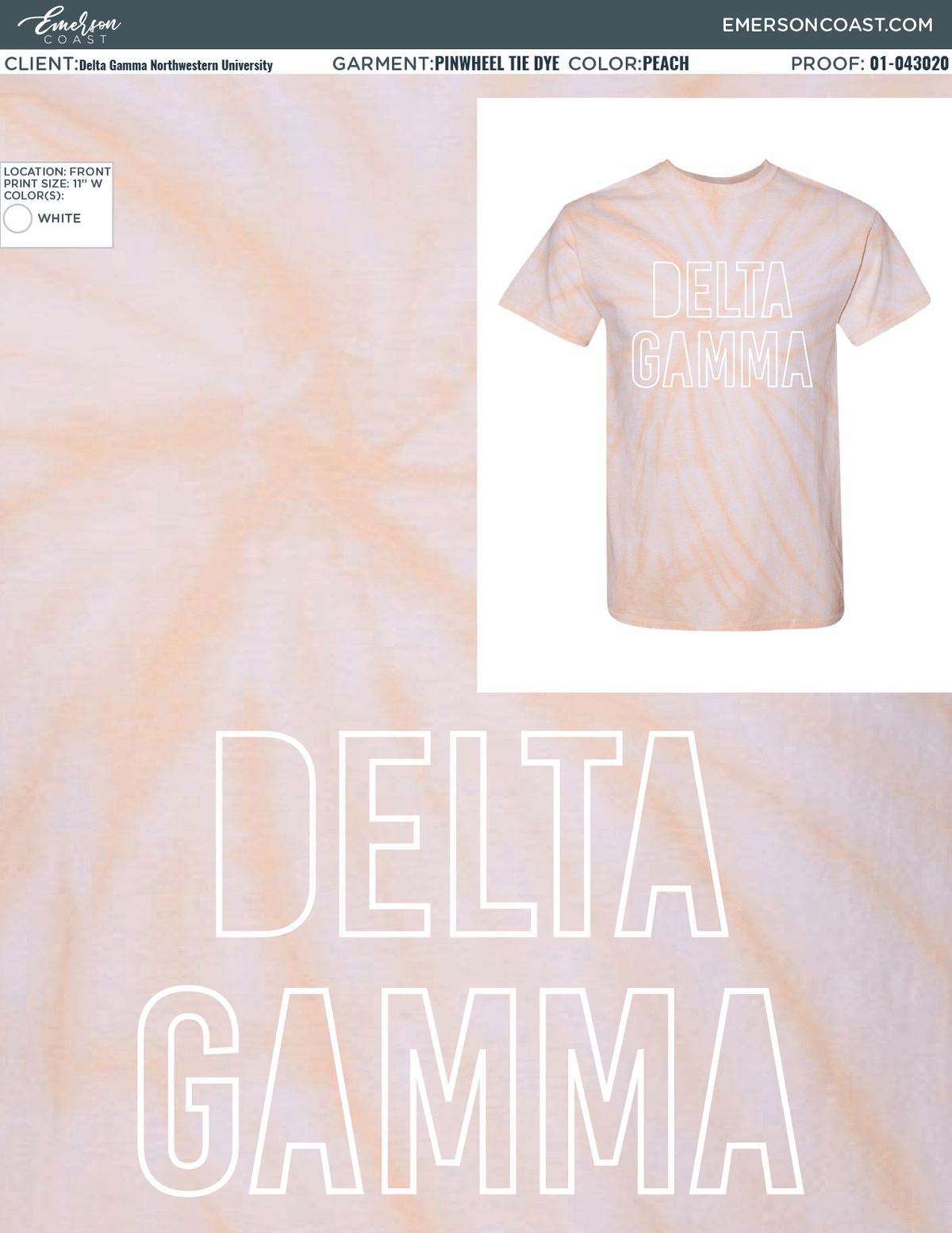 01-043020 Delta Gamma Northwestern University Tie Dye Short Sleeve 2020-01