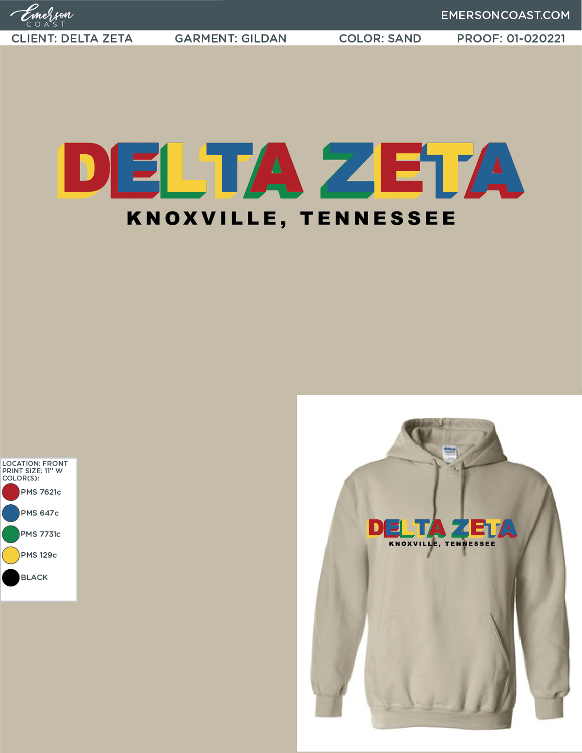 01-020221 Delta Zeta University of Tennessee Knoxvlle Hoodie 2021-01