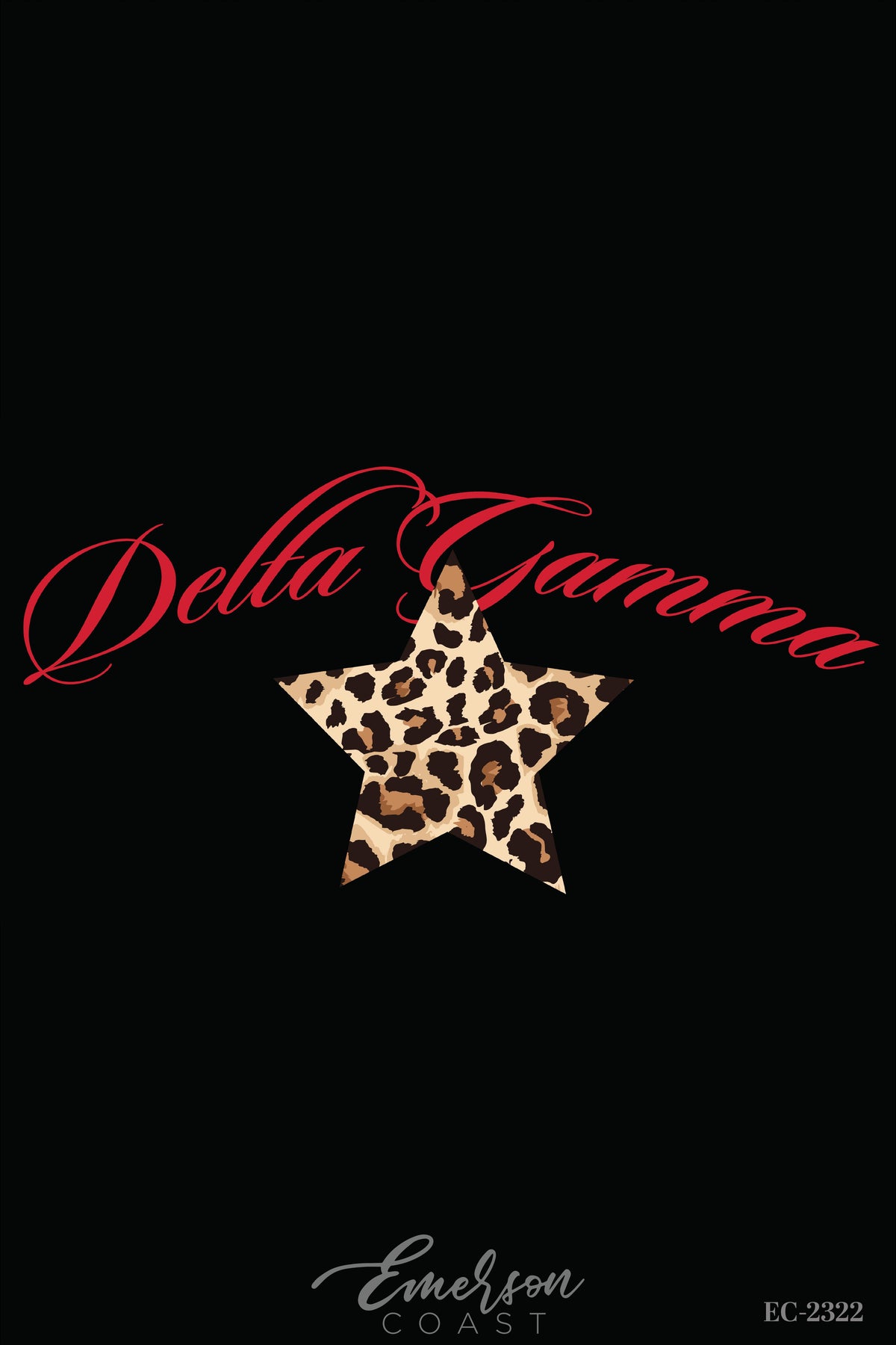 Delta Gamma Cheetah Star with Red Script Tshirt