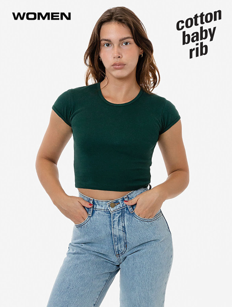 LA Apparel Cap Sleeve Baby Rib Crop Top