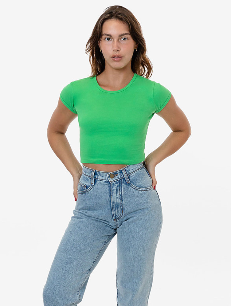 LA Apparel Cap Sleeve Baby Rib Crop Top