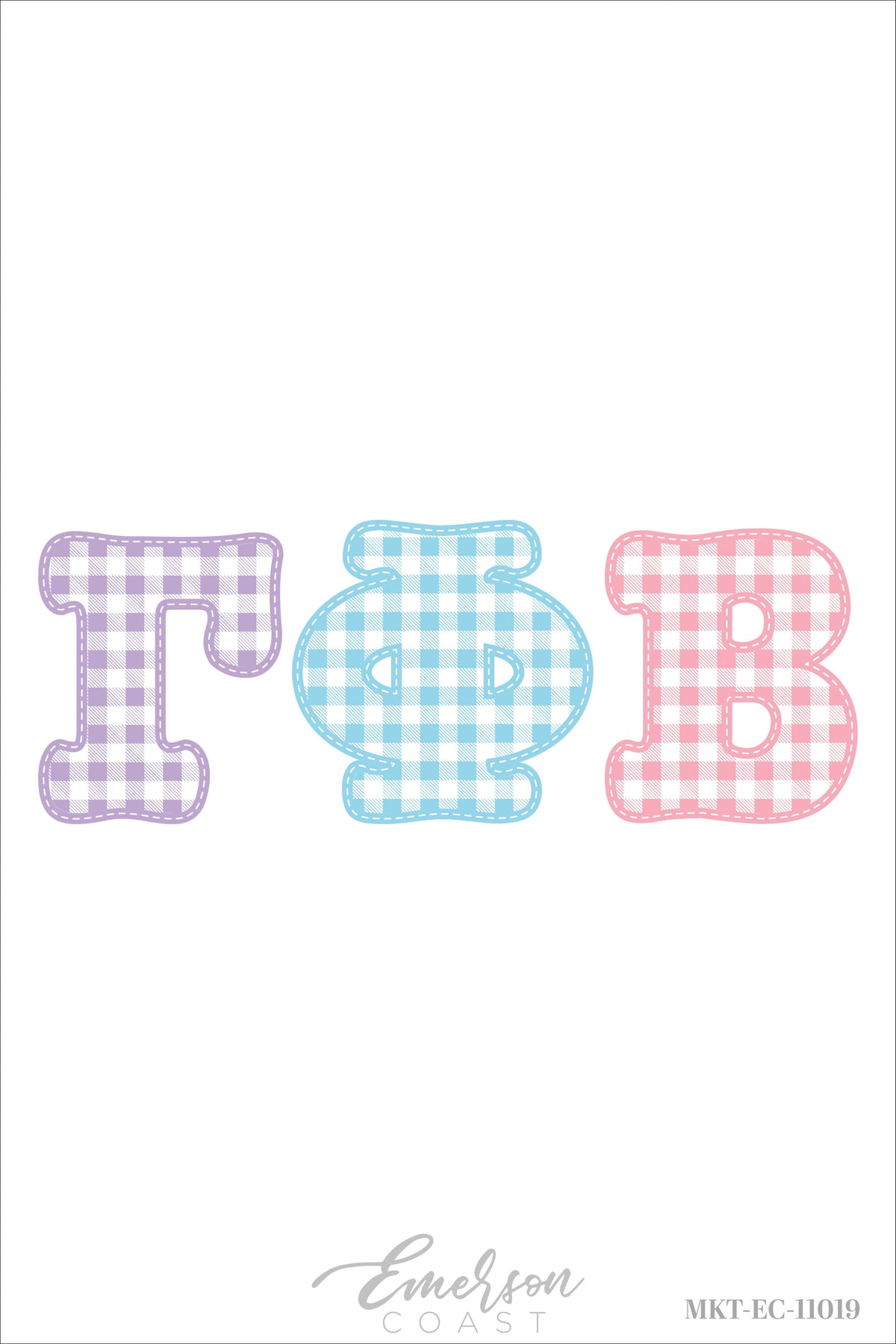 Gamma Phi Beta Gingham Print Letter Tshirt