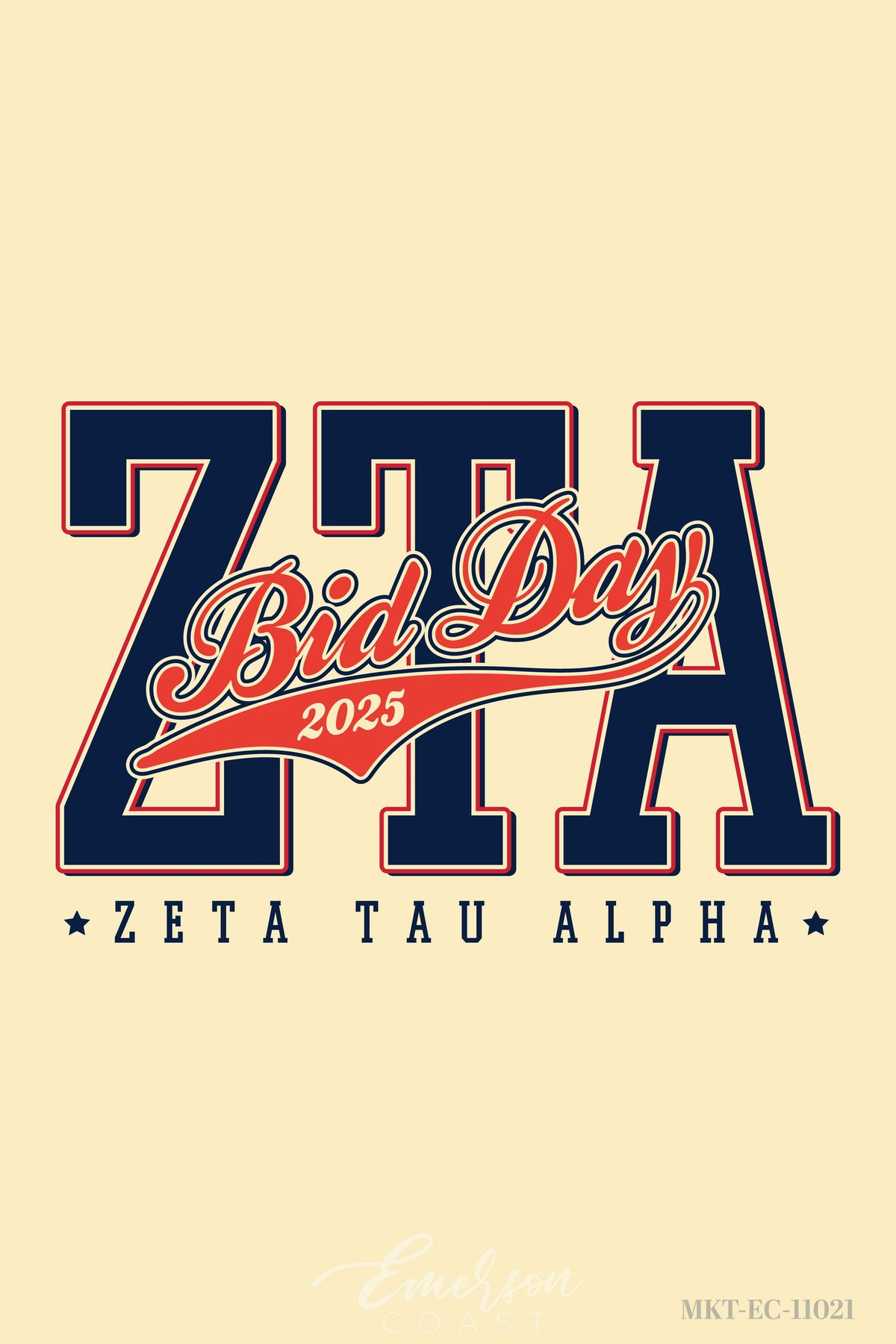 Zeta Tau Alpha Welcome To The Big Leagues Bid Day Tee