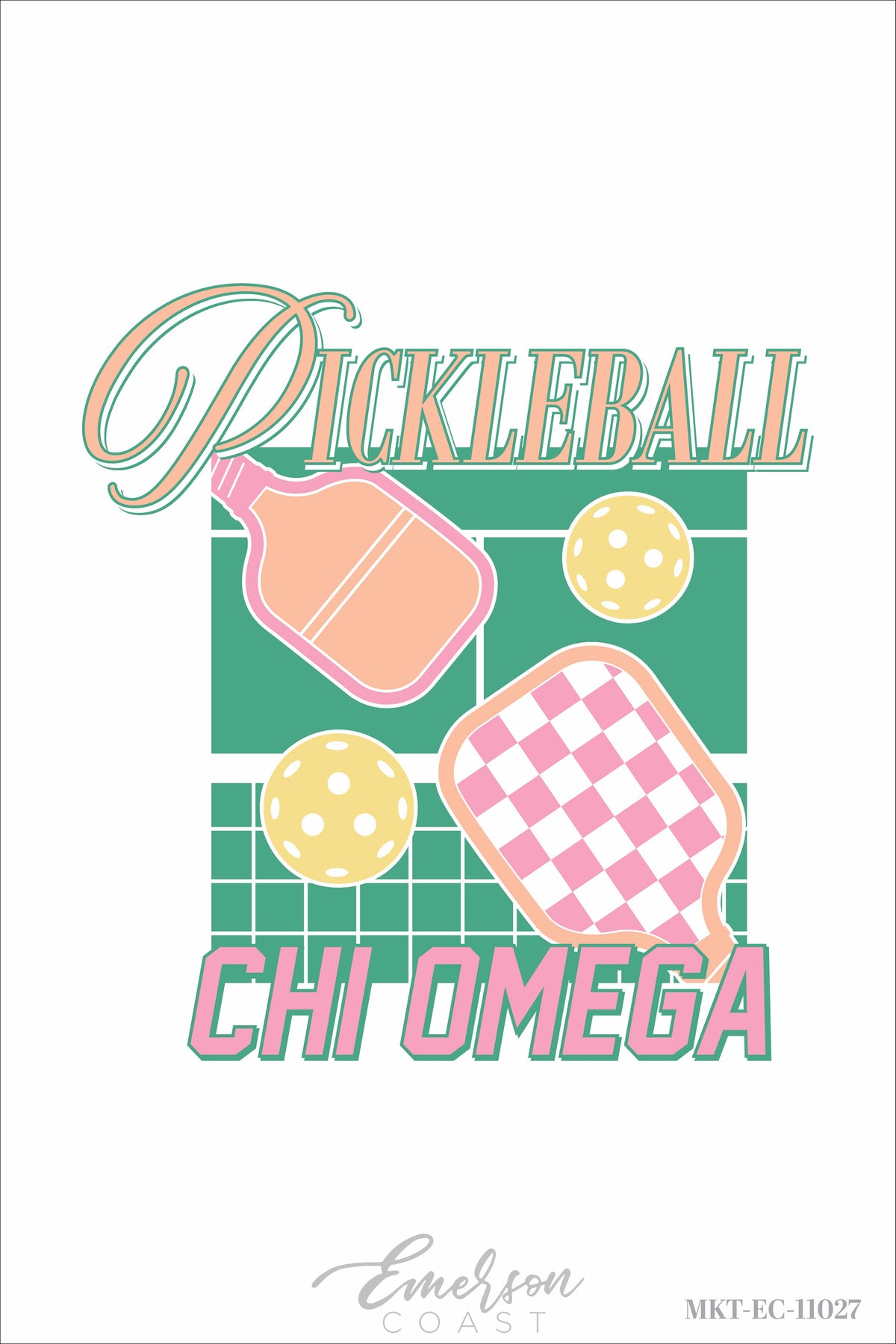 Chi Omega Retro Pickleball Tshirt