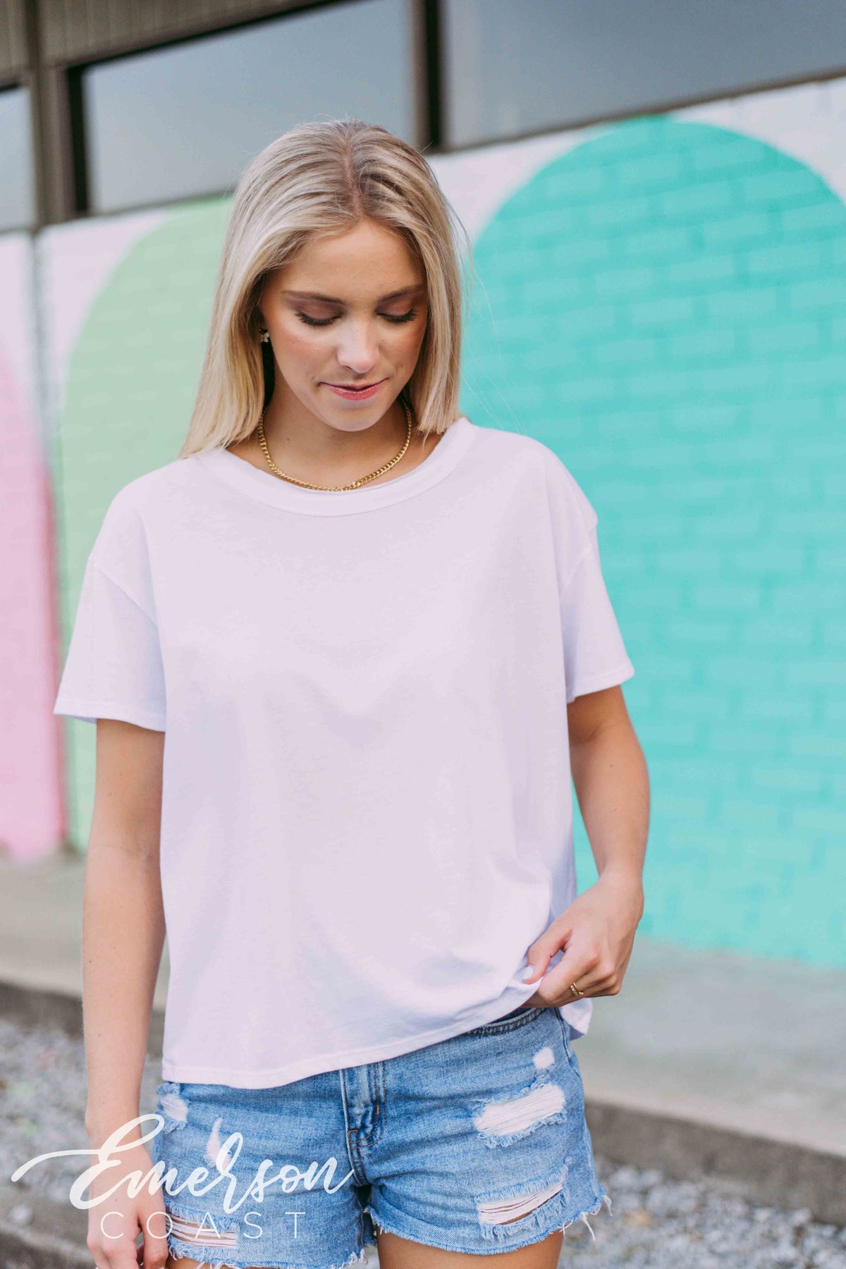 Sorority Short Sleeve Raw Neck Boxy Tee