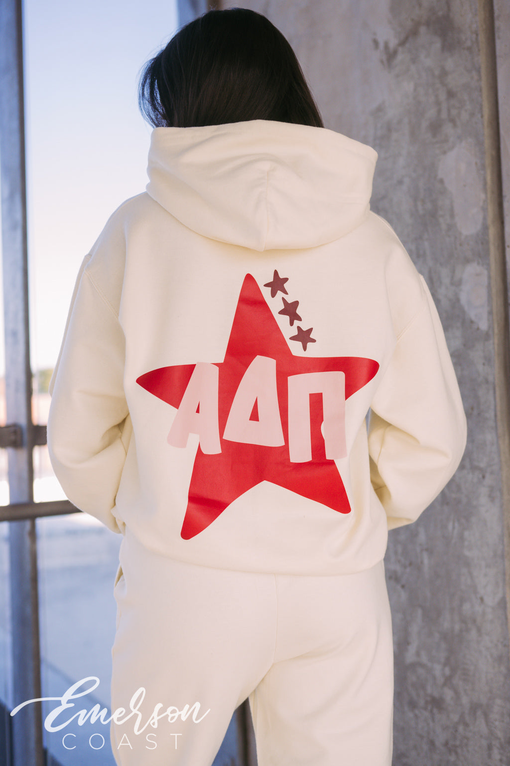 Alpha Delta Pi Off White Star Hoodie Set