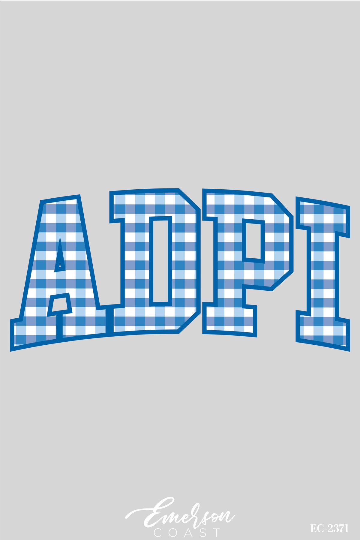 Alpha Delta Pi Blue Gingham Pattern Letters Tee