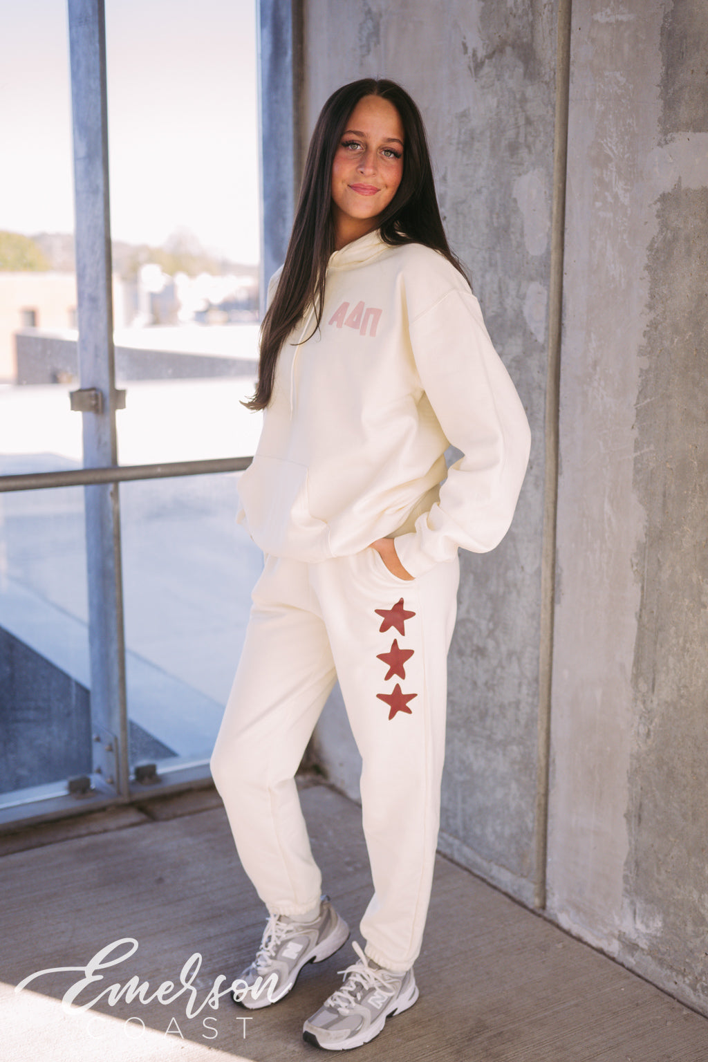 Alpha Delta Pi Off White Star Hoodie Set