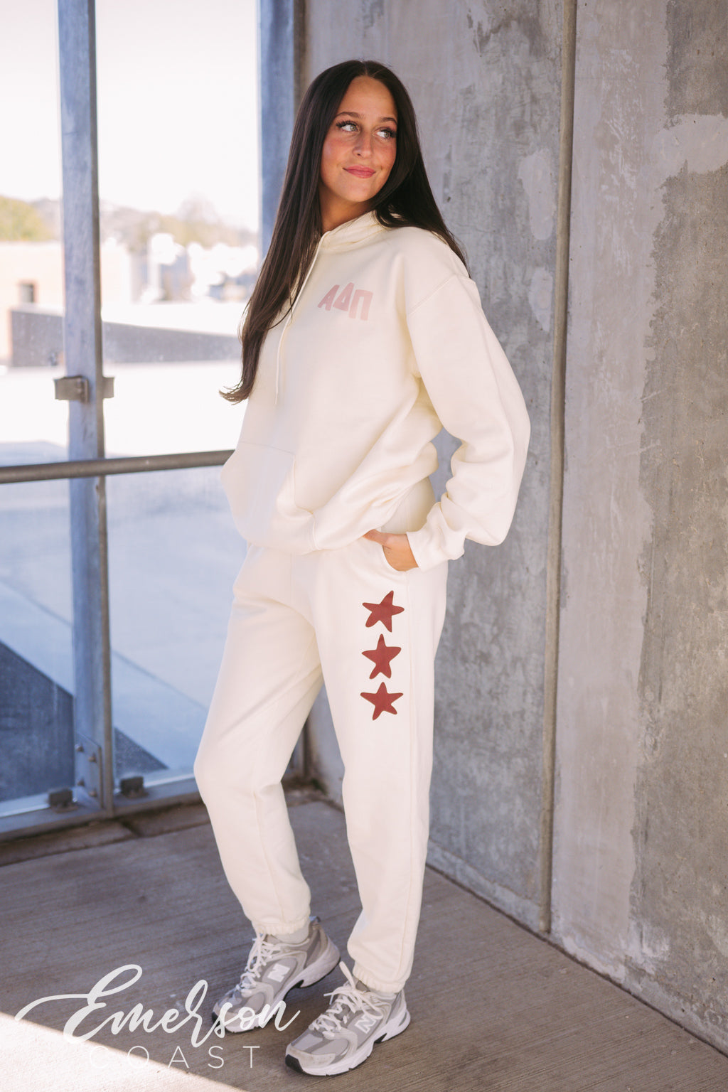 Alpha Delta Pi Off White Star Hoodie Set