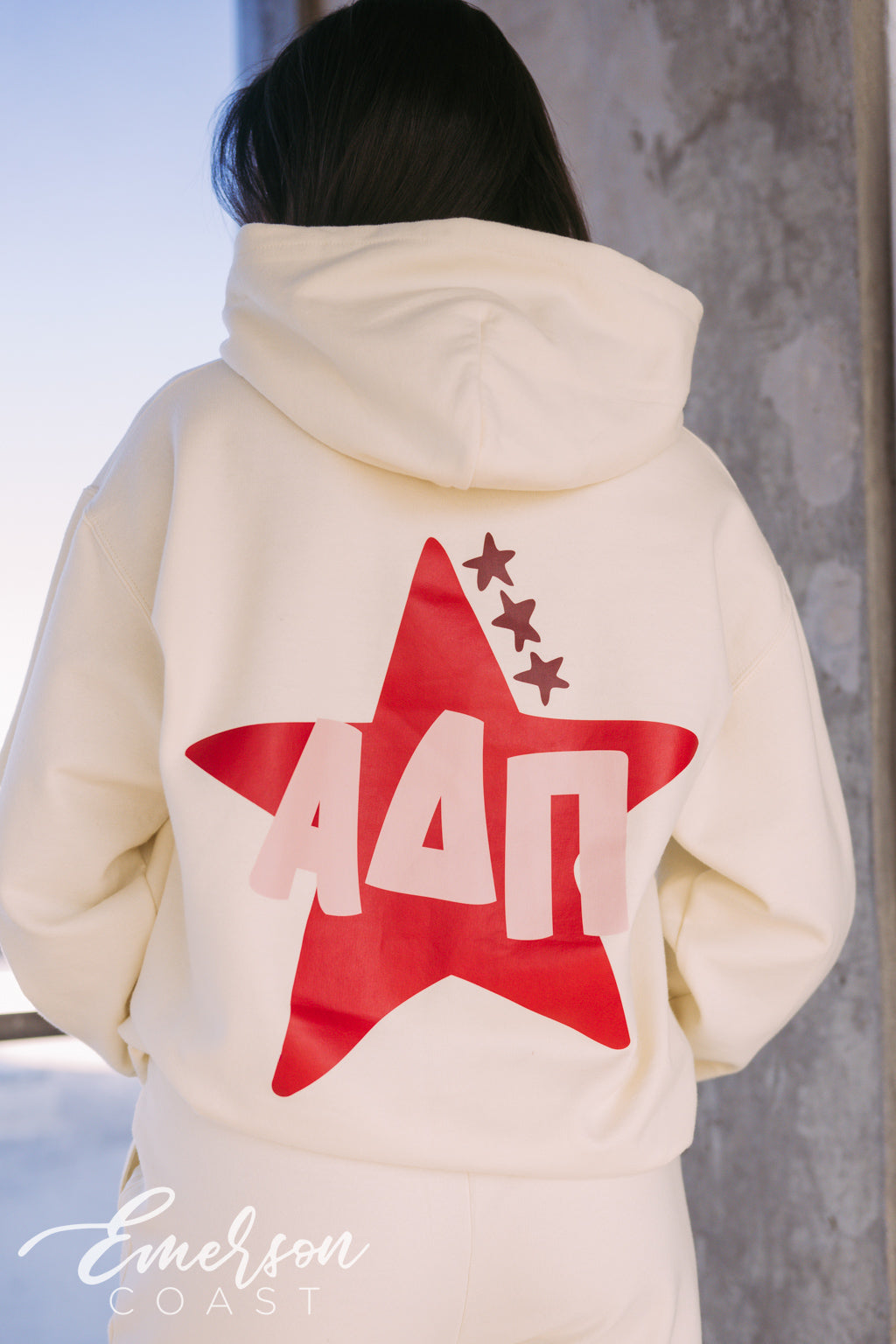 Alpha Delta Pi Off White Star Hoodie Set