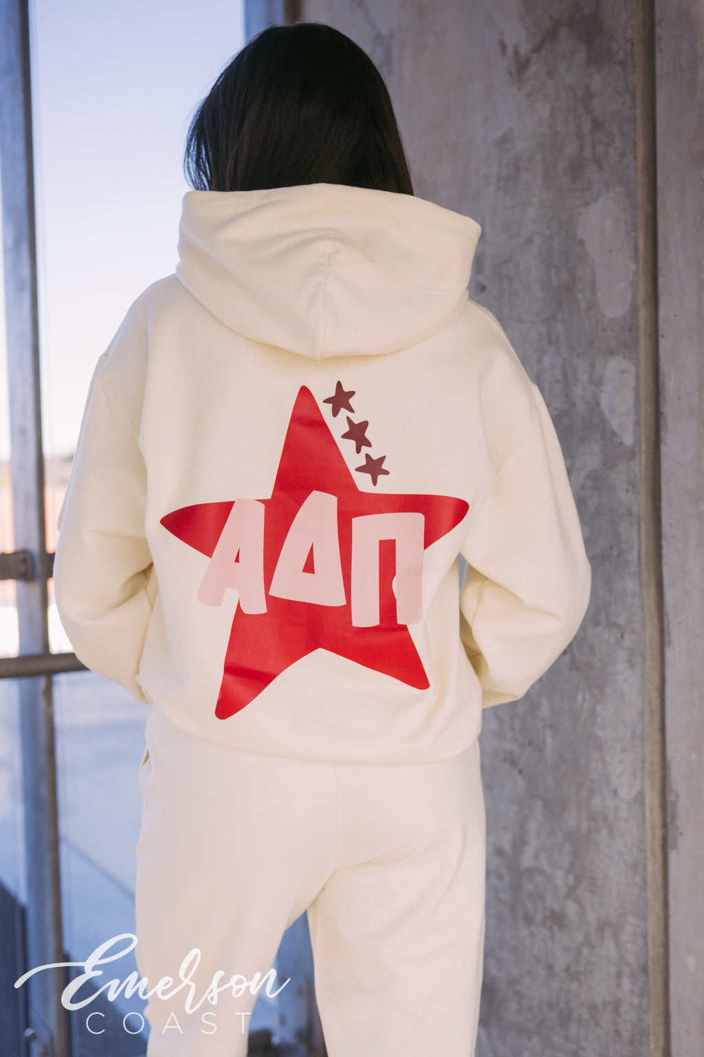 Alpha Delta Pi Off White Star Hoodie Set