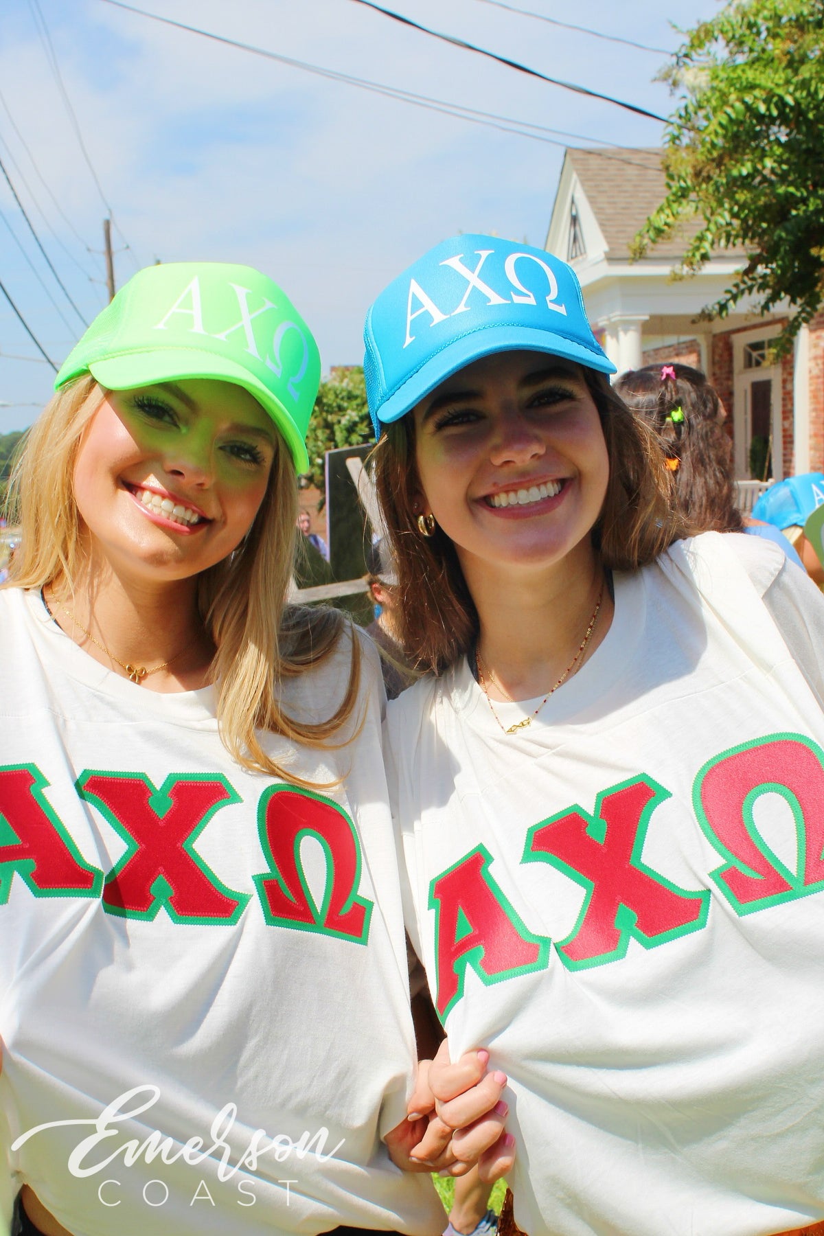 Alpha Chi Omega Red and Green Bid Day Letter Jersey