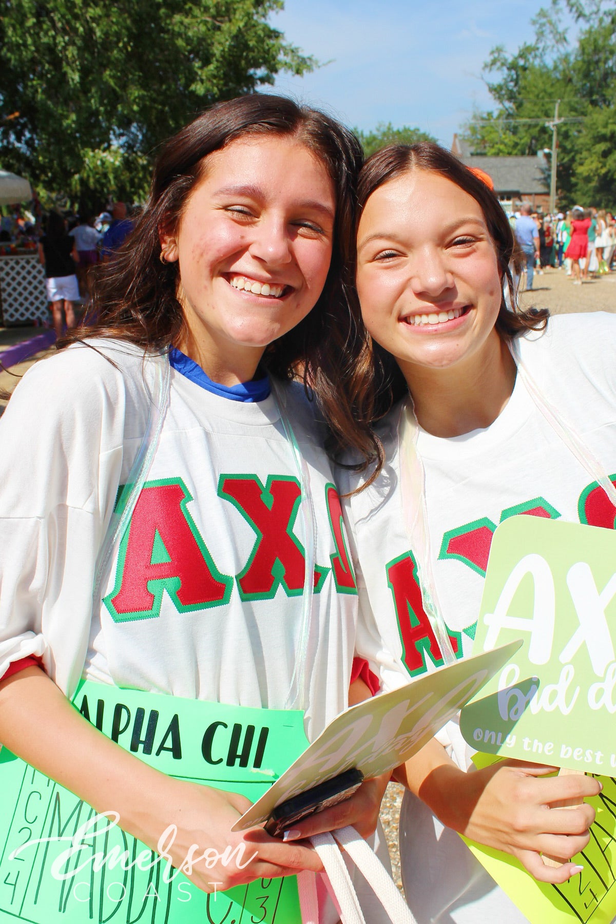 Alpha Chi Omega Red and Green Bid Day Letter Jersey