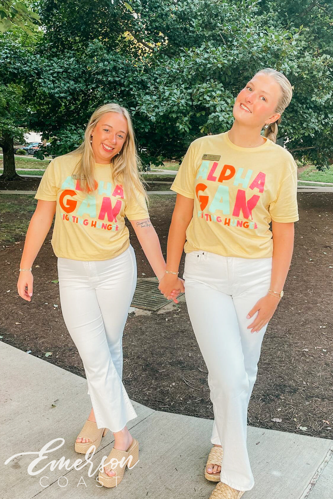 Alpha Gamma Delta Colorful Fighting Hunger Yellow Tshirt