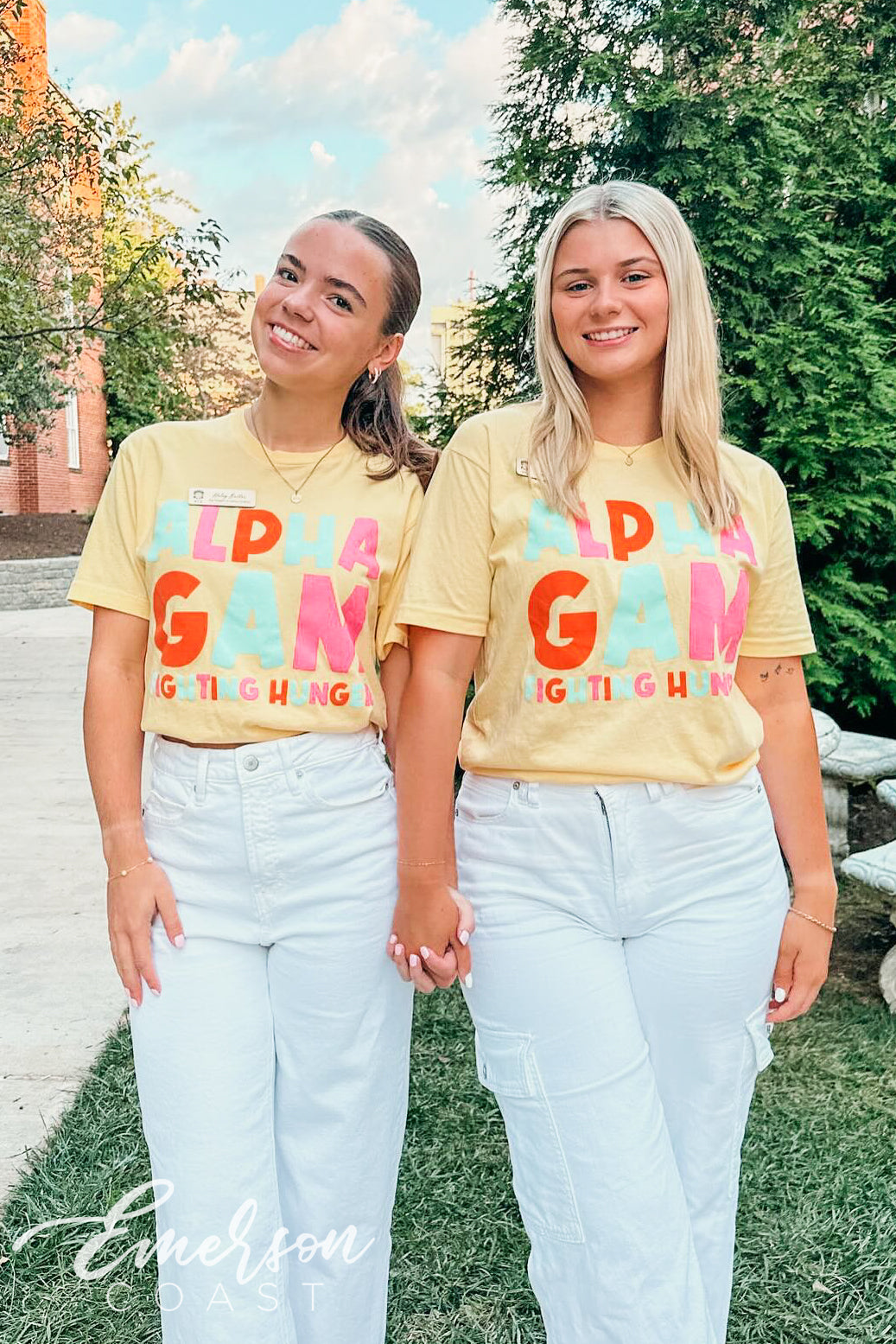 Alpha Gamma Delta Colorful Fighting Hunger Yellow Tshirt