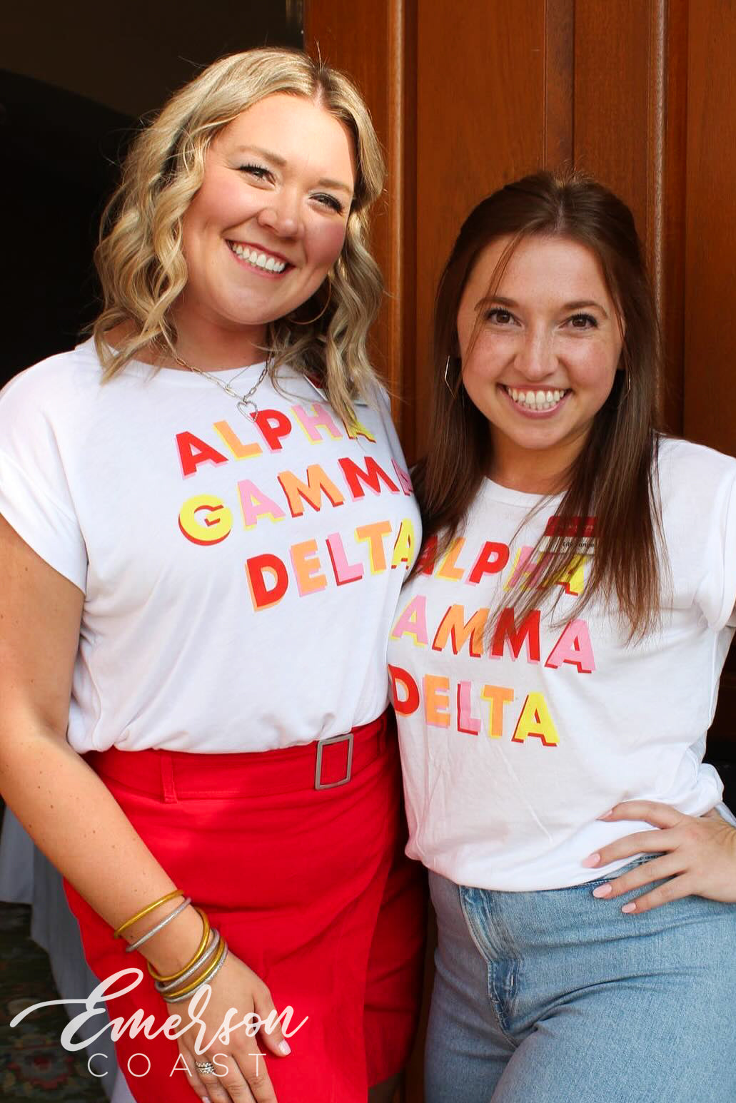 Alpha Gamma Delta Colorful Recruitment Rolled Cuff Tee