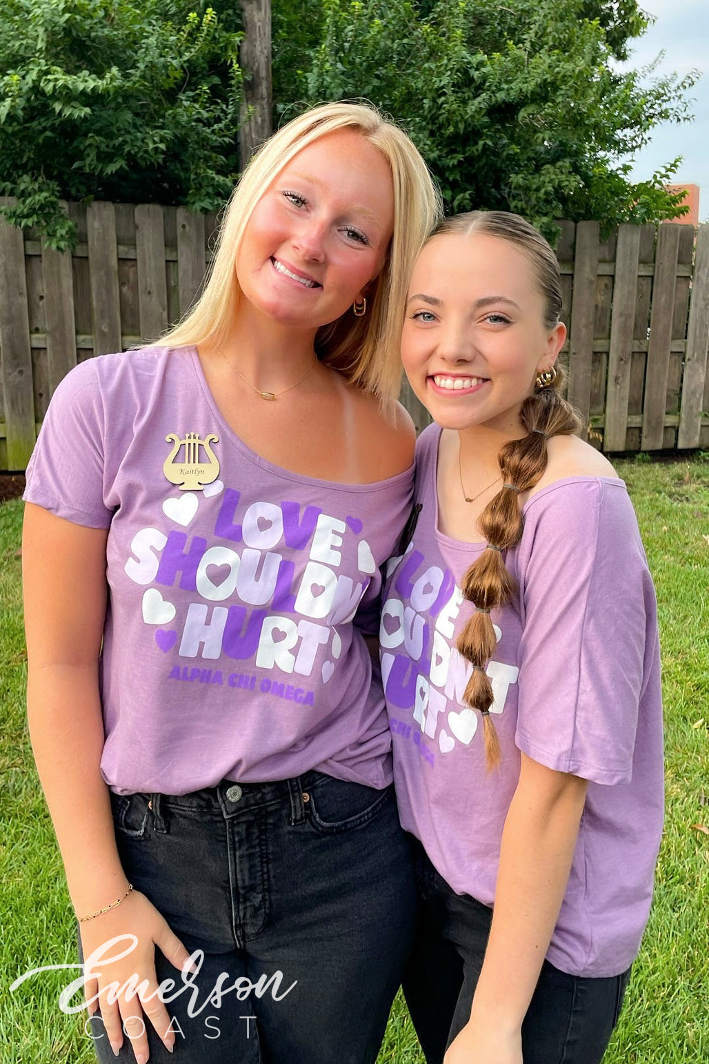 Alpha Chi Omega Love Shouldn&#39;t Hurt Lavender Slouchy Tee