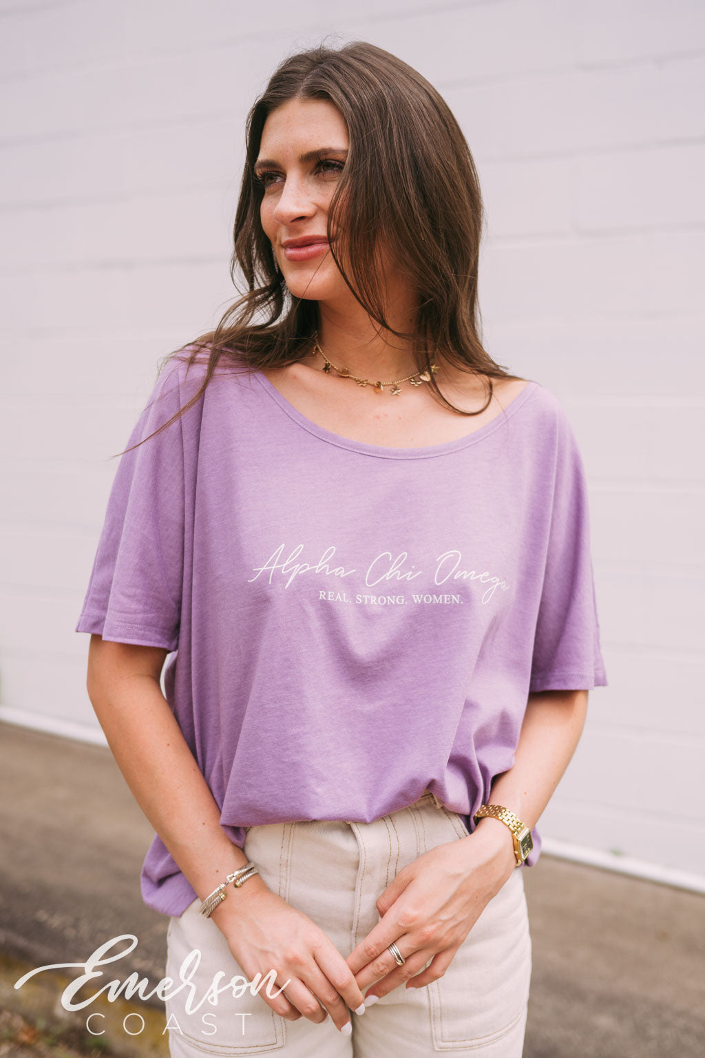 Alpha Chi Omega Lavender Slouchy Tee