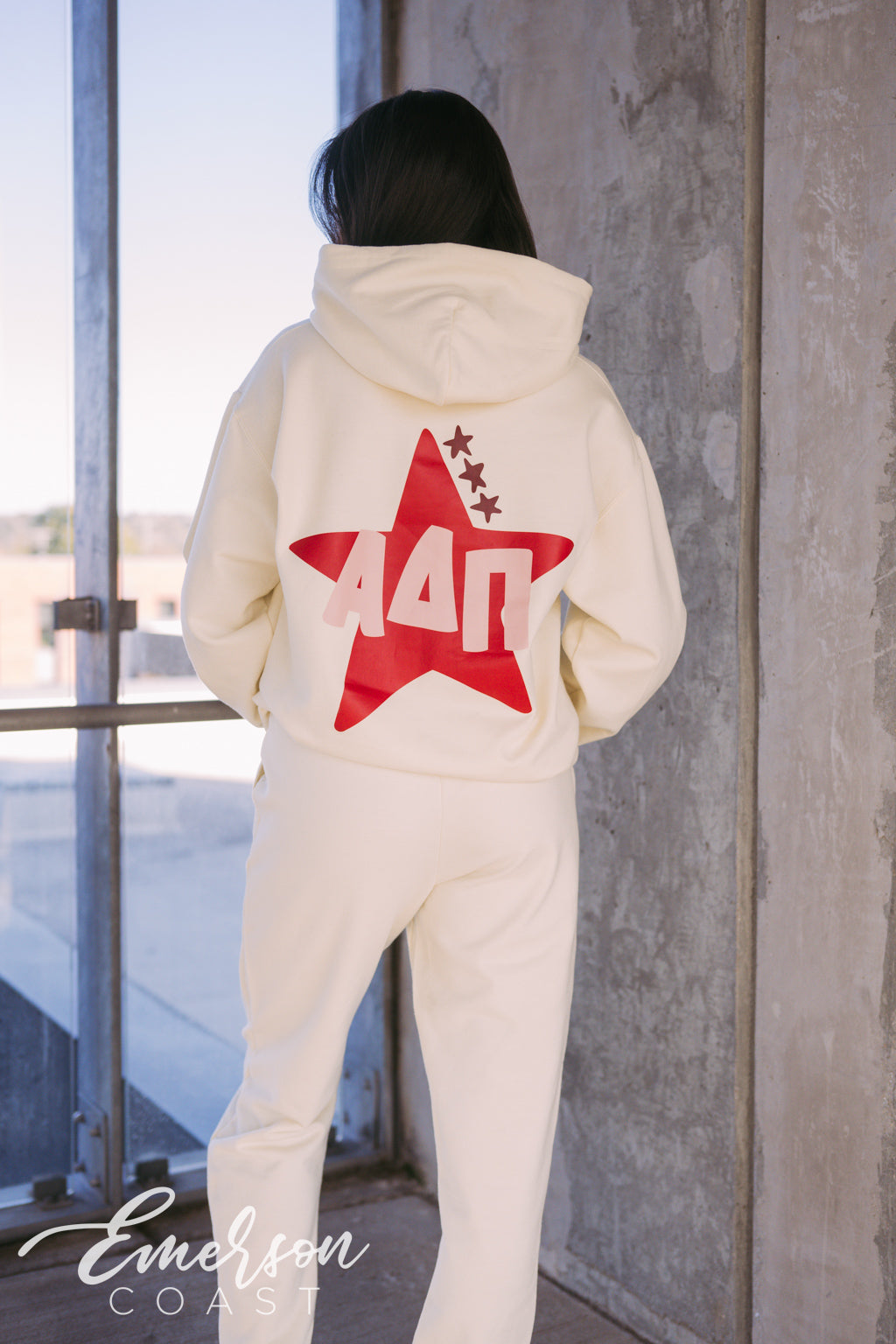 Alpha Delta Pi Off White Star Hoodie Set