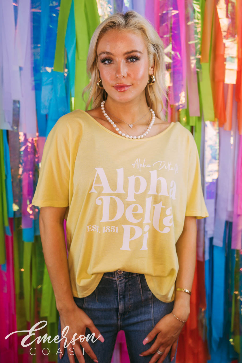 Alpha Delta Pi Yellow Recruitment Slouchy Tee