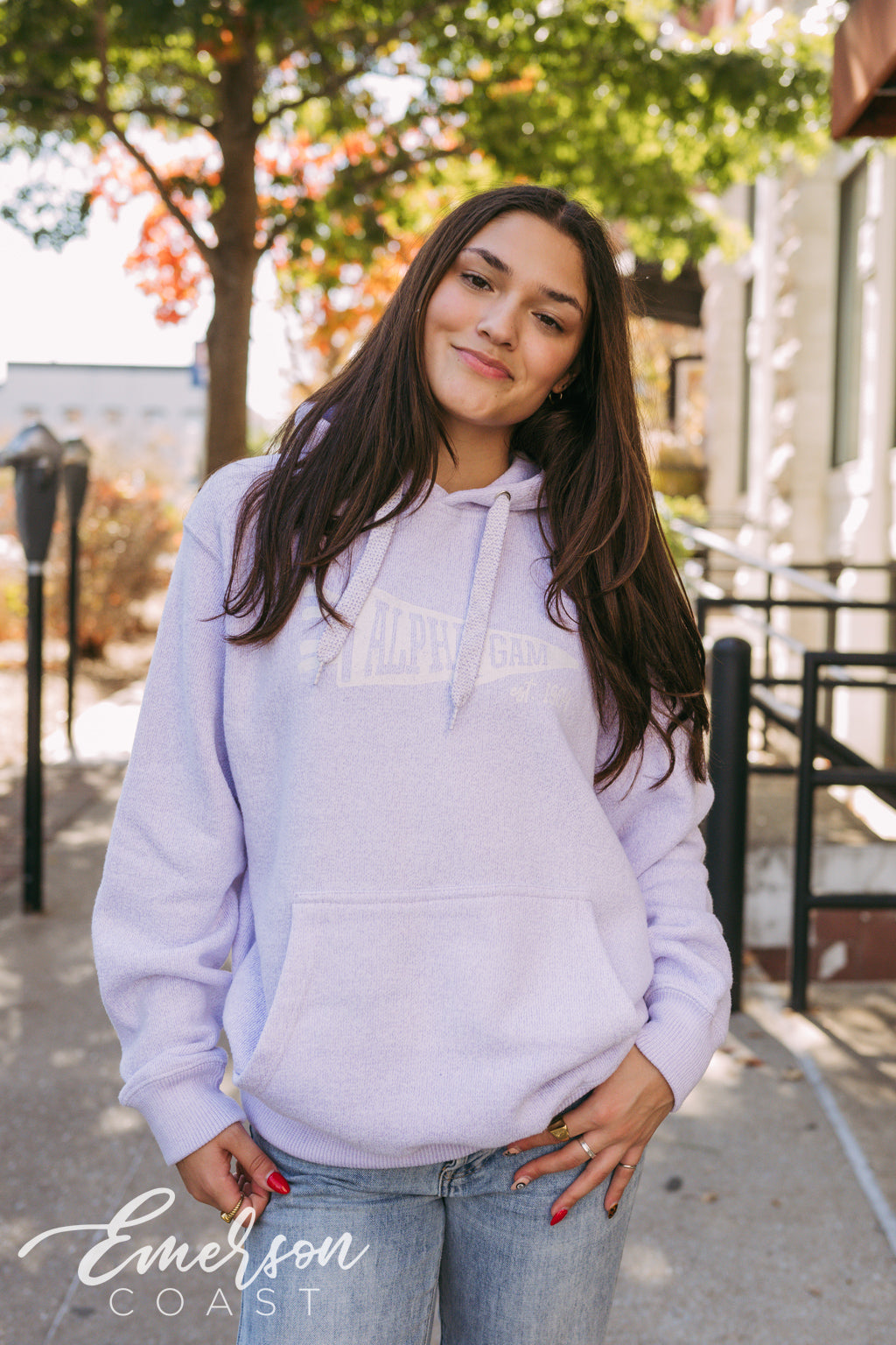 Alpha Gam Lavender Cozy Knit Hoodie