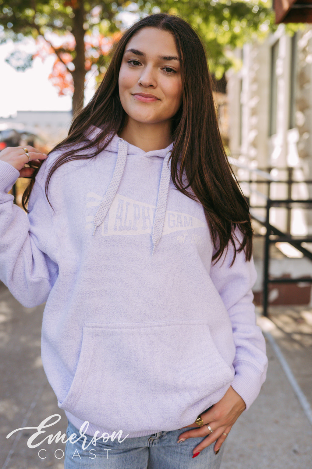 Alpha Gam Lavender Cozy Knit Hoodie