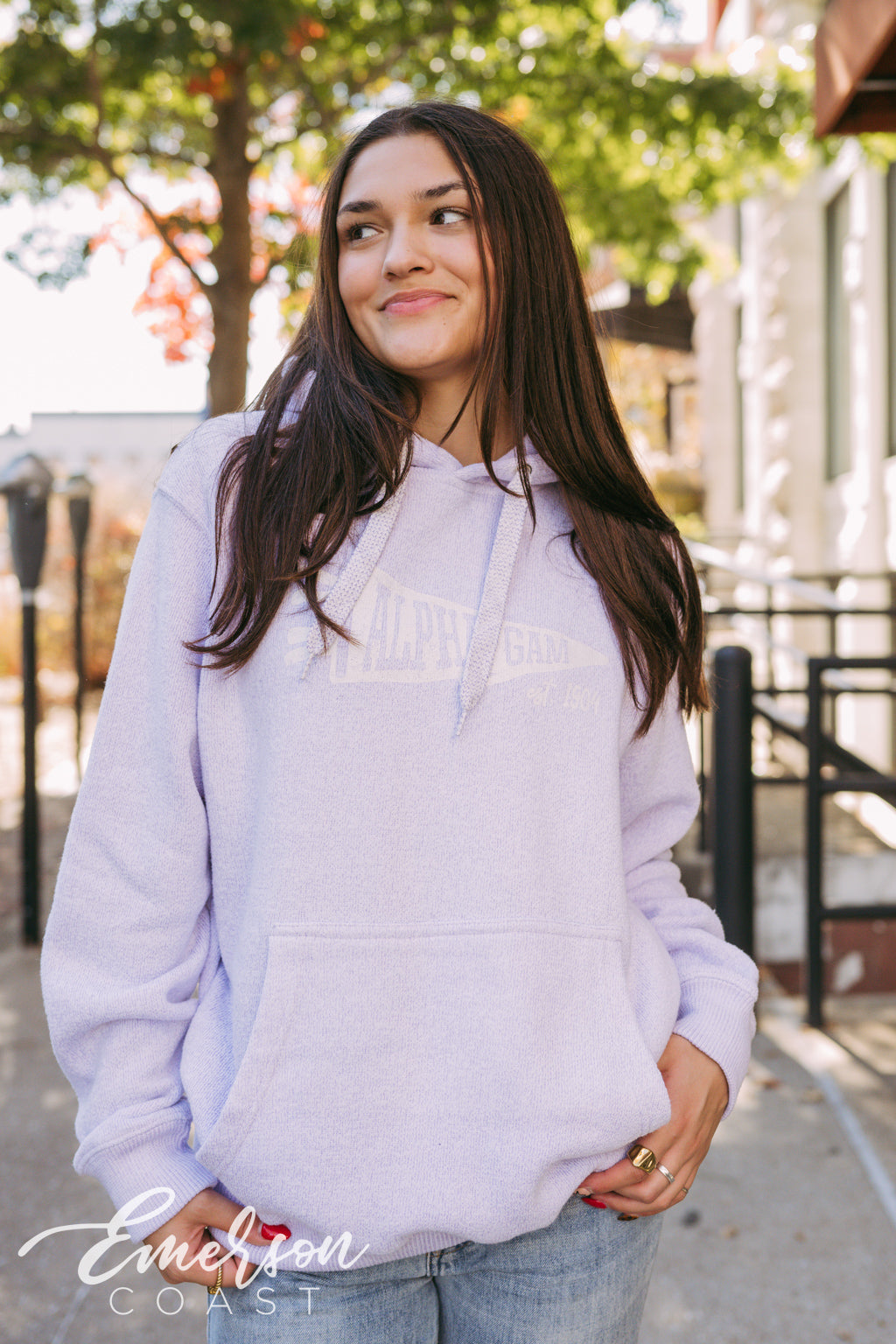 Alpha Gam Lavender Cozy Knit Hoodie