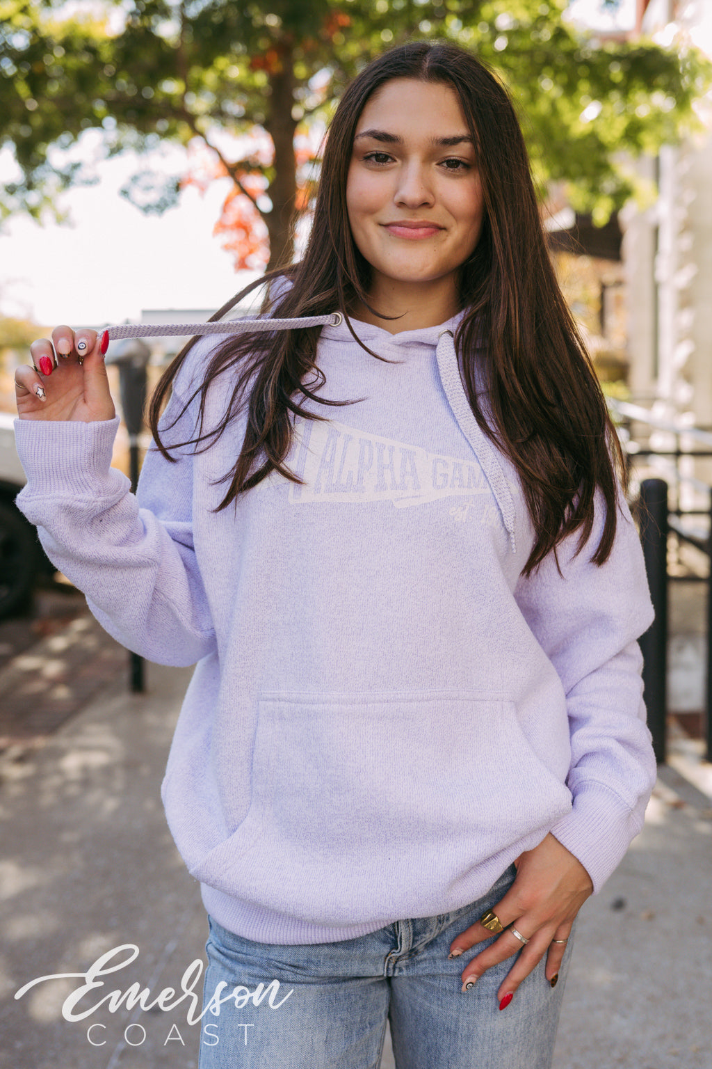 Alpha Gam Lavender Cozy Knit Hoodie