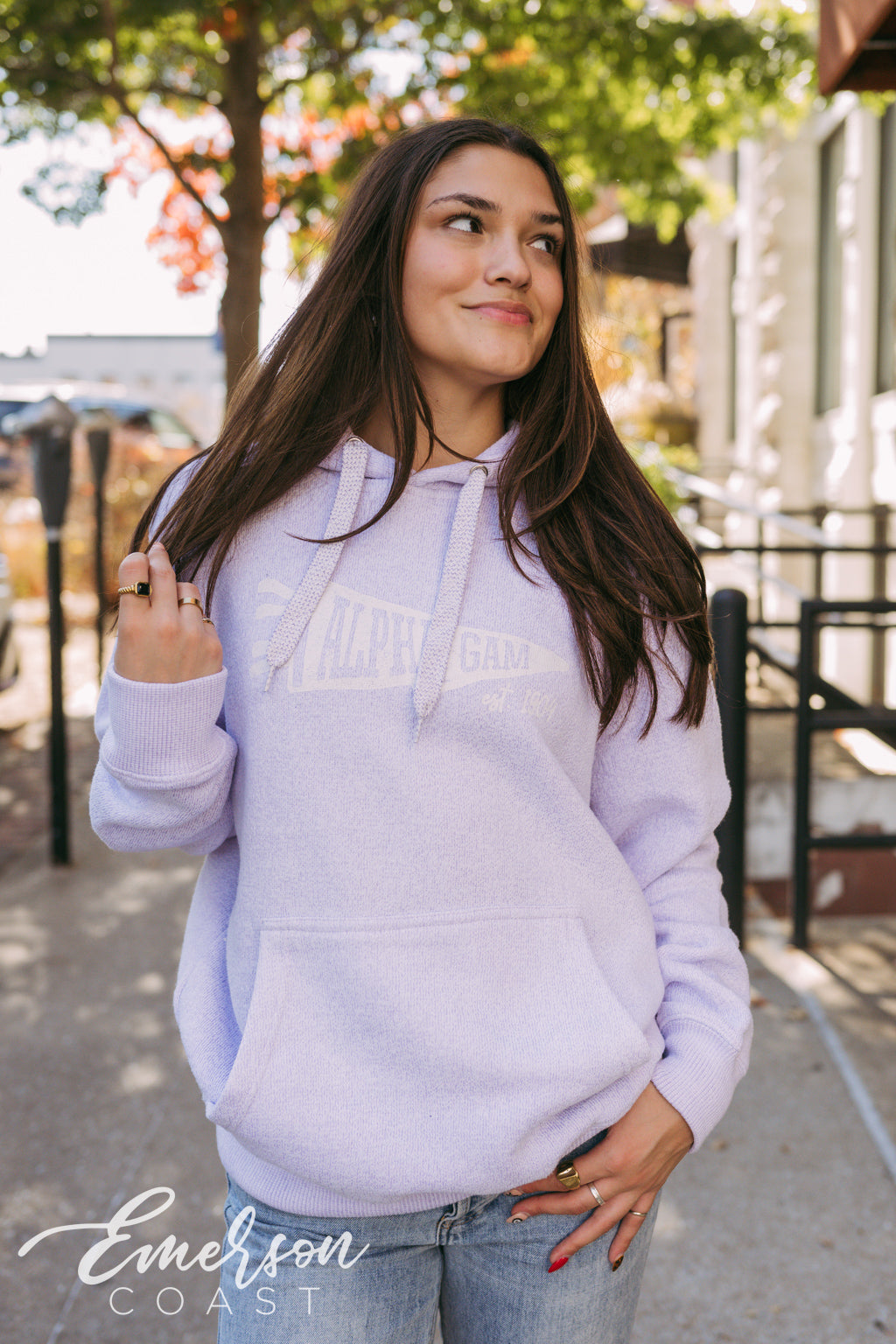 Alpha Gam Lavender Cozy Knit Hoodie