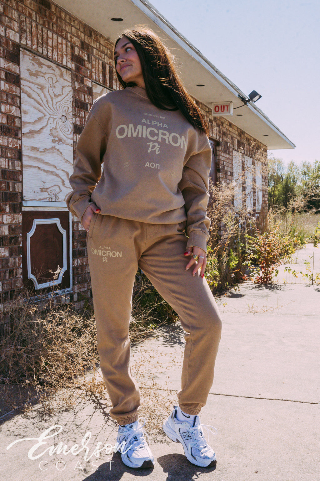 Alpha Omicron Pi Monochromatic Crewneck and Jogger Set