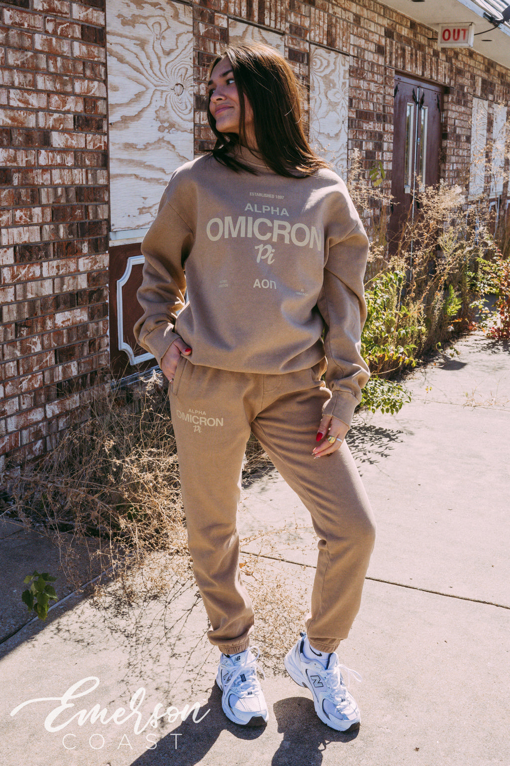 Alpha Omicron Pi Monochromatic Crewneck and Jogger Set