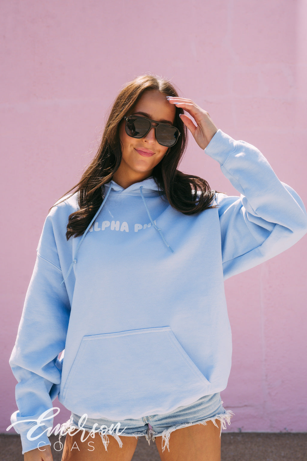 Alpha Phi Light Blue Bubble Hoodie