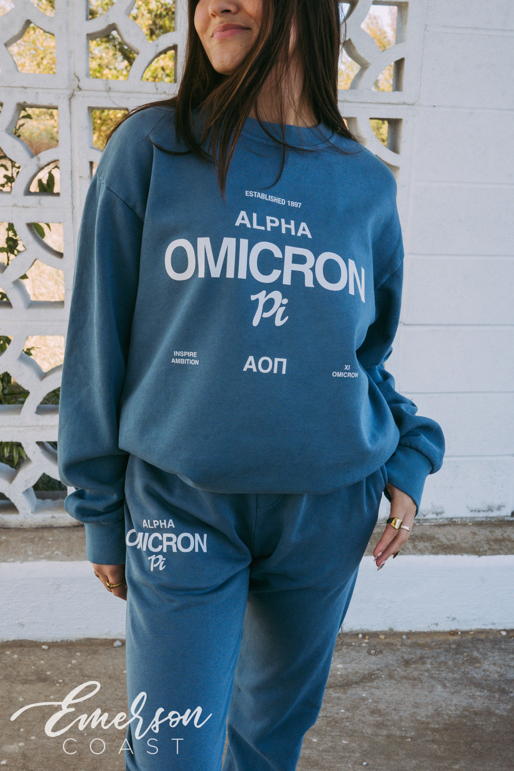 Alpha O Inspire Ambition Blue Crewneck and Jogger Set