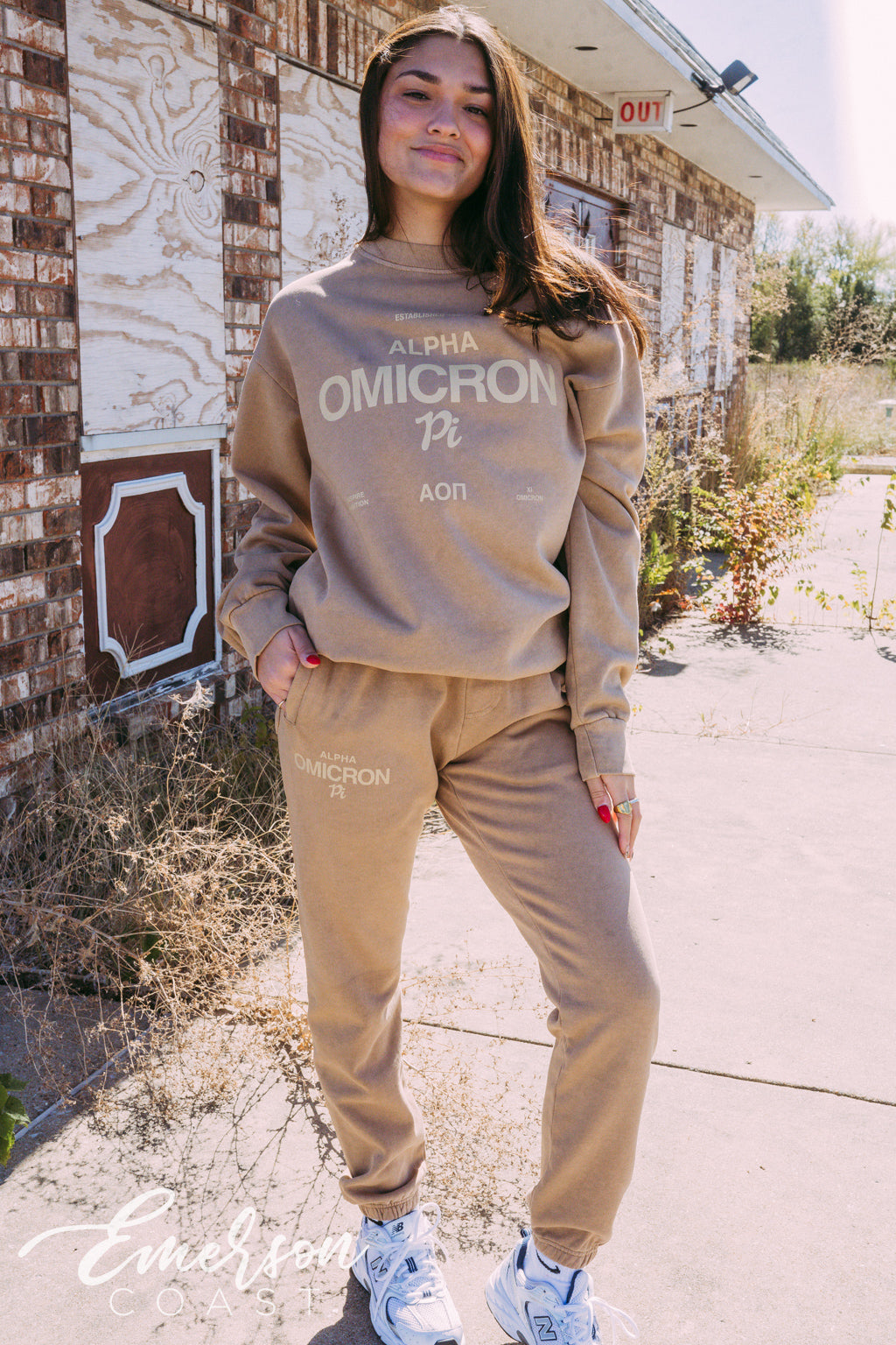 Alpha Omicron Pi Monochromatic Crewneck and Jogger Set