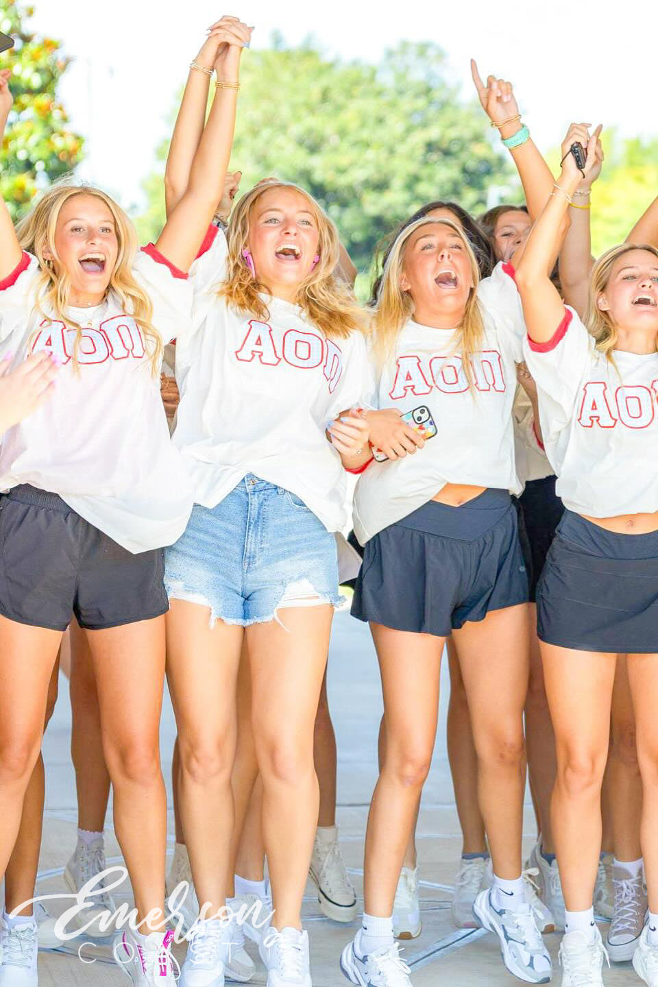 Alpha Omicron Pi Blue and Red Gingham Letter Jersey