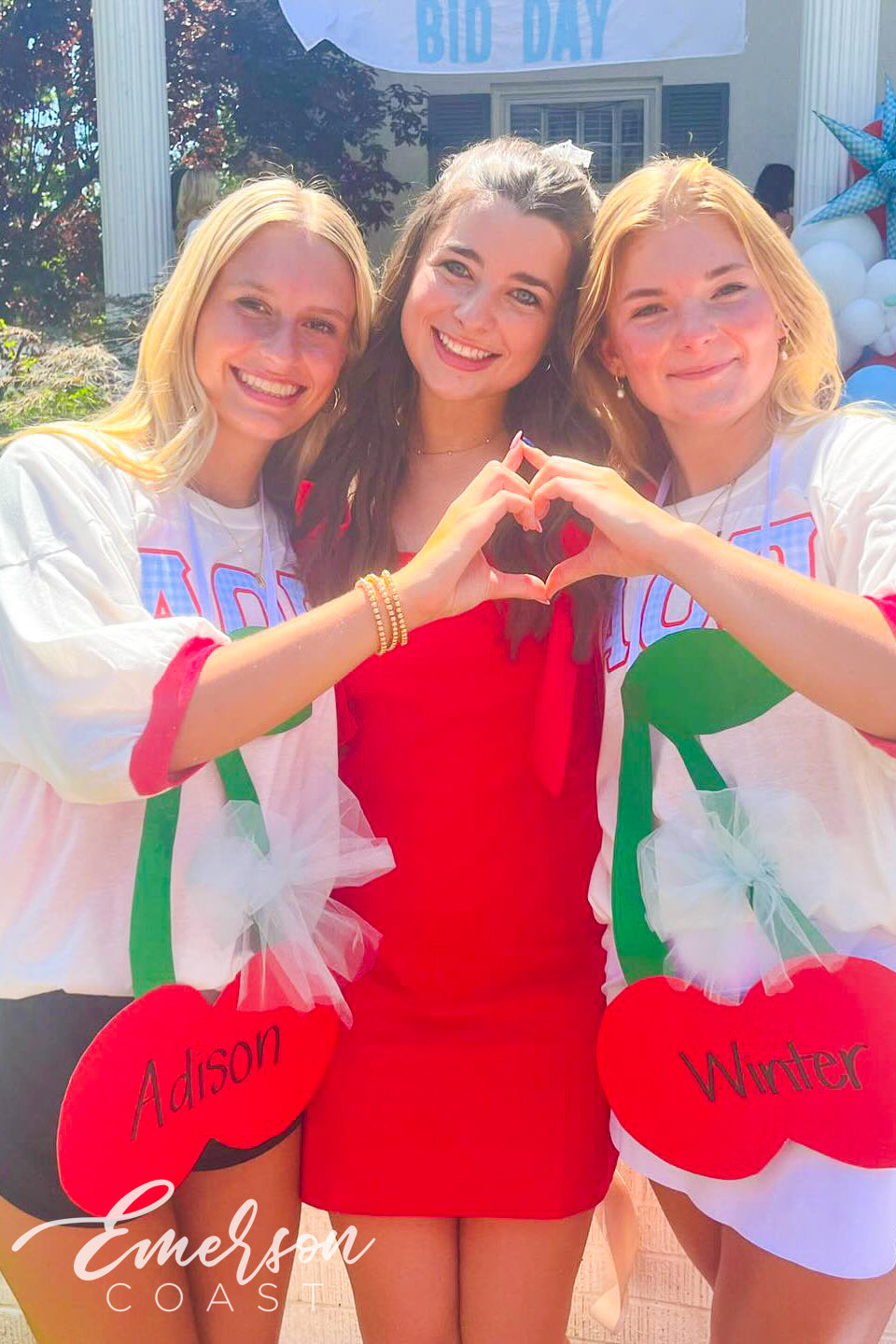 Alpha Omicron Pi Blue and Red Gingham Letter Jersey