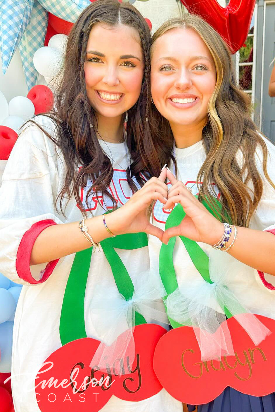 Alpha Omicron Pi Blue and Red Gingham Letter Jersey