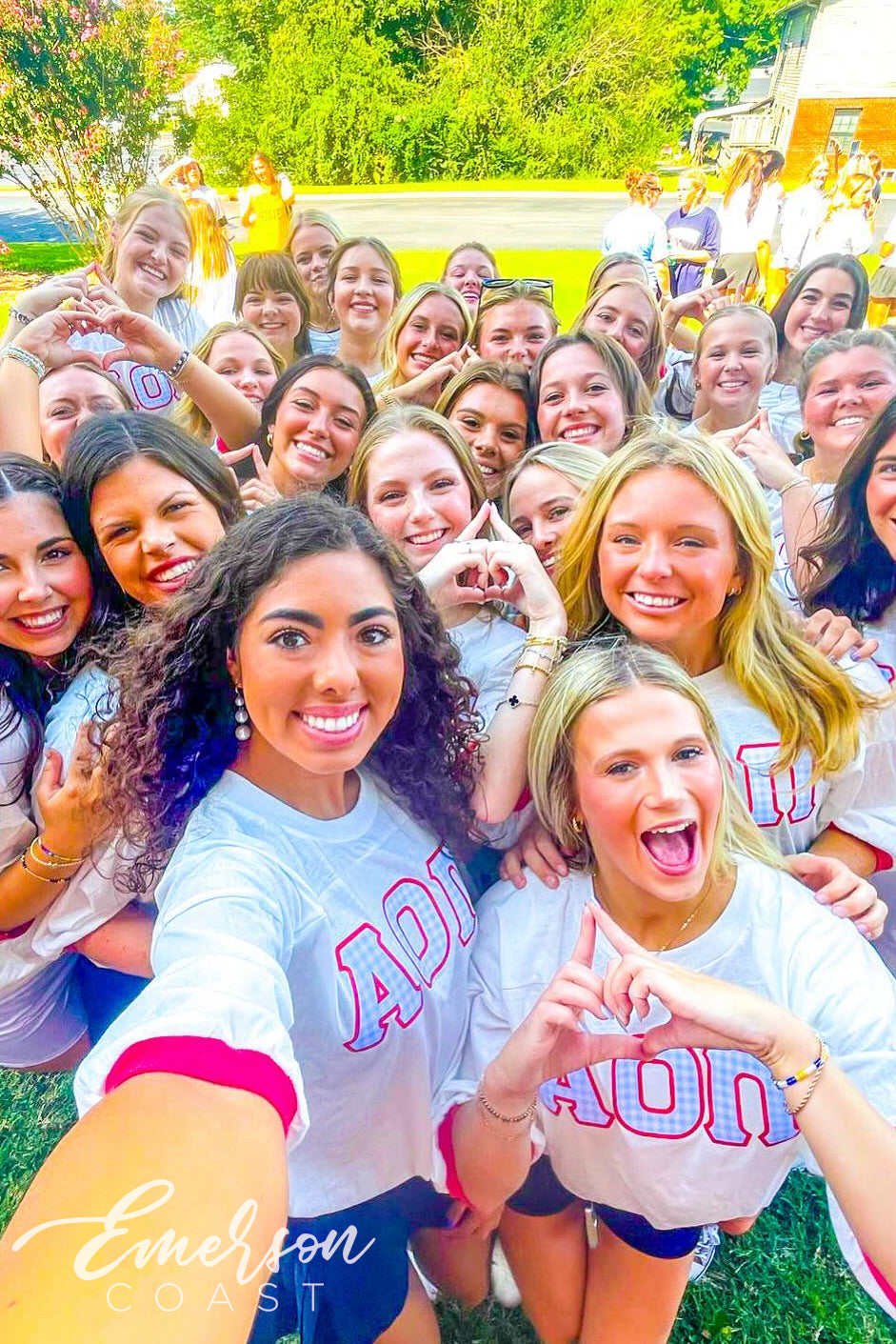 Alpha Omicron Pi Blue and Red Gingham Letter Jersey