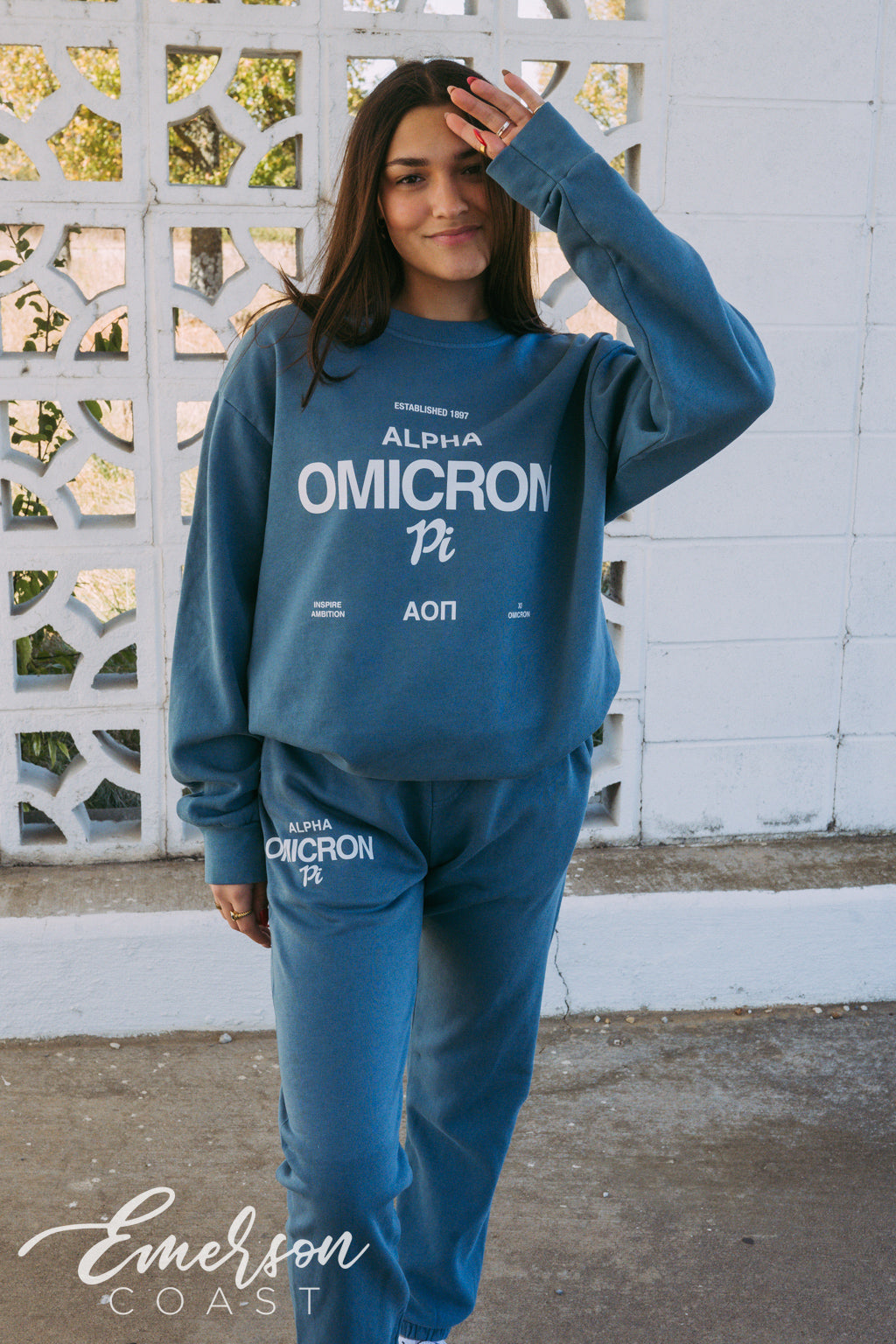 Alpha O Inspire Ambition Blue Crewneck and Jogger Set