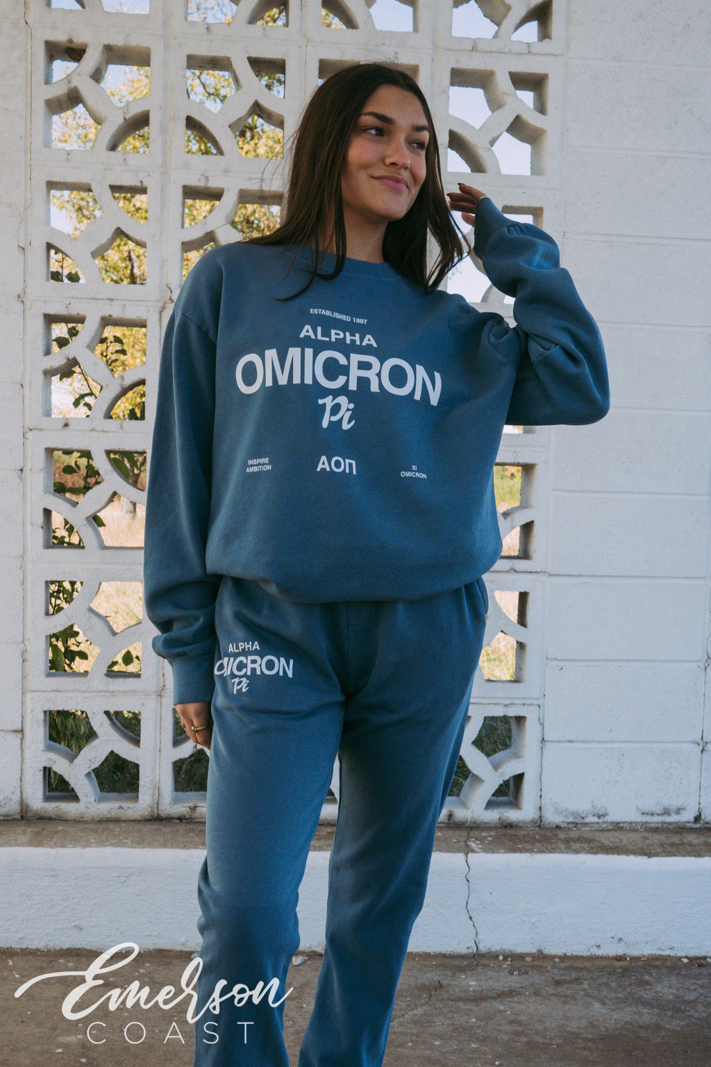 Alpha O Inspire Ambition Blue Crewneck and Jogger Set