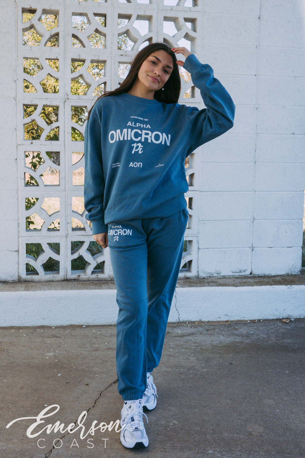 Alpha O Inspire Ambition Blue Crewneck and Jogger Set