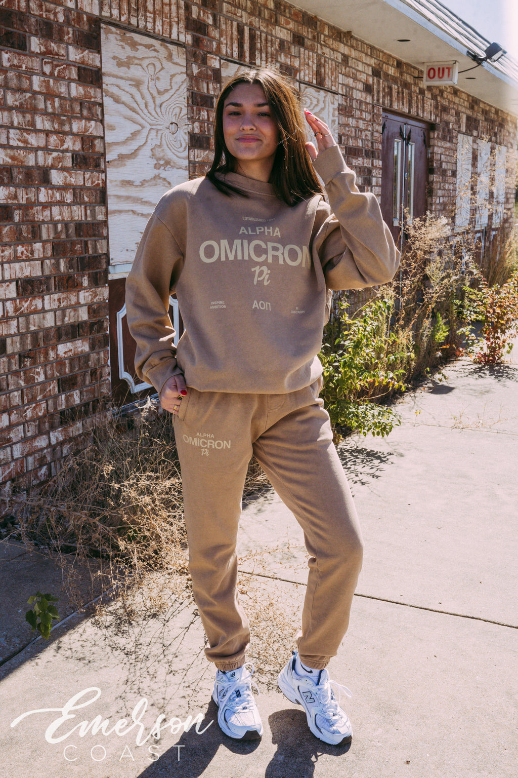 Alpha Omicron Pi Monochromatic Crewneck and Jogger Set