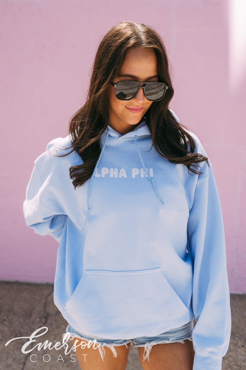 Alpha Phi Light Blue Bubble Hoodie