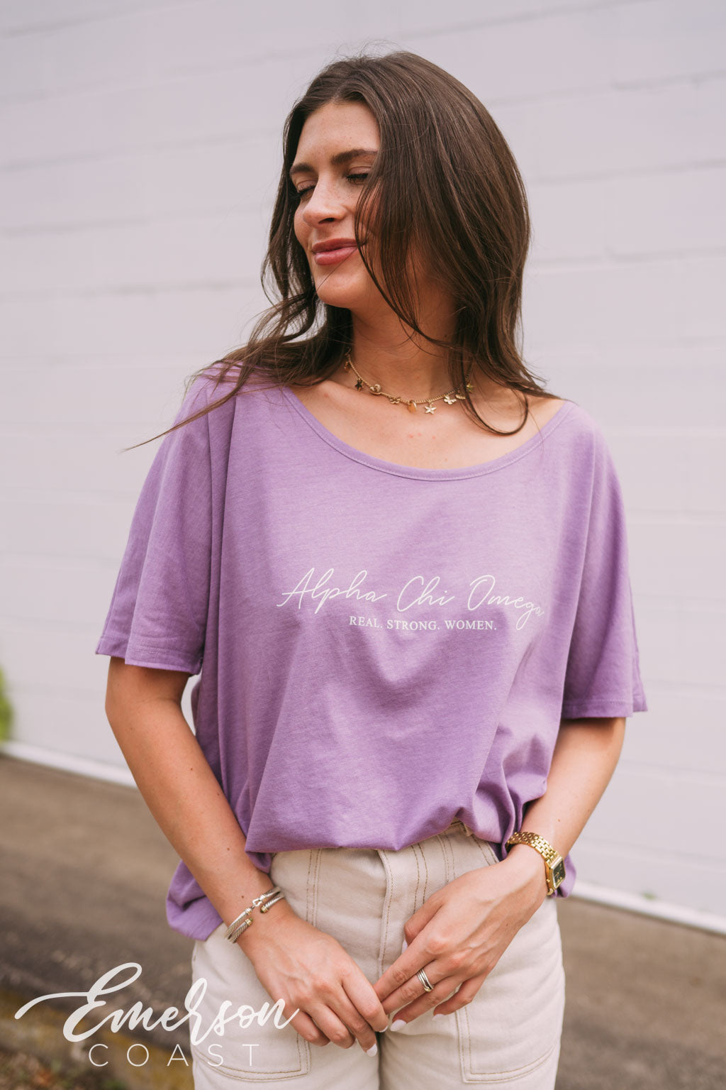 Alpha Chi Omega Lavender Slouchy Tee